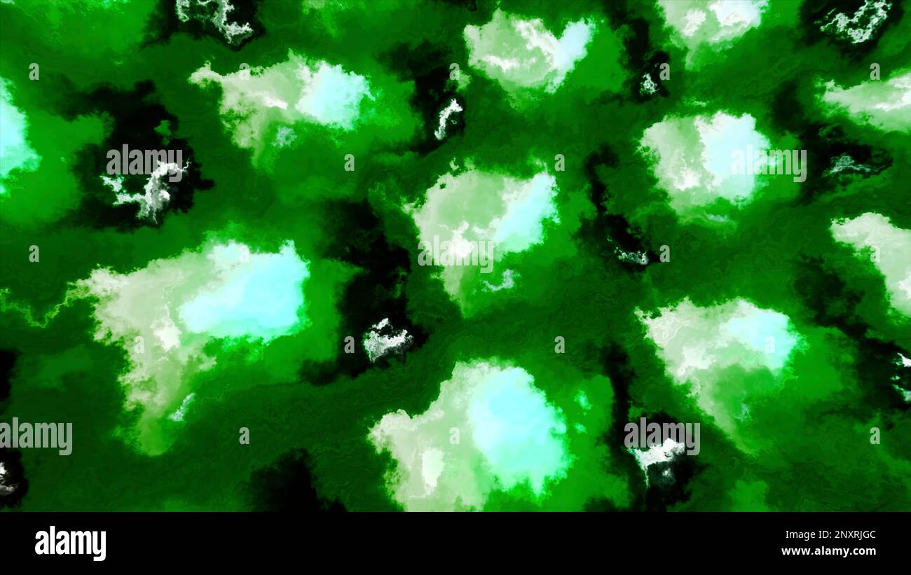 Taches de peinture vertes et violettes. Mouvement. Animation informatique légère avec taches de gouache illuminées. 4K images de haute qualité Banque D'Images