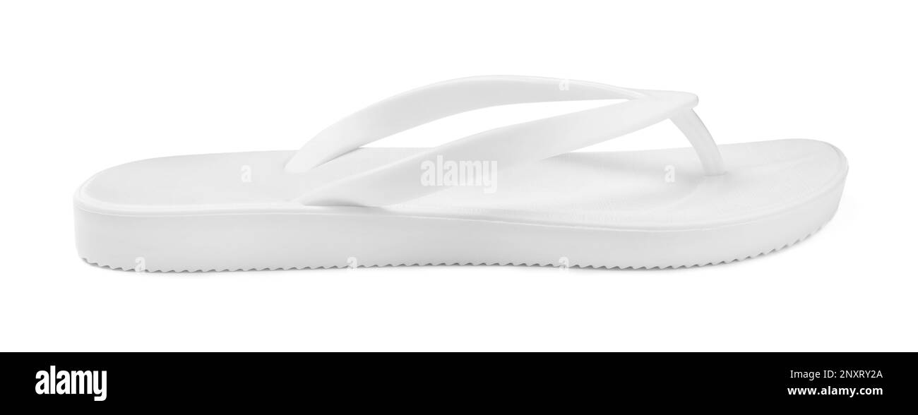 Bascule simple isolée sur blanc. Chaussures de plage Banque D'Images