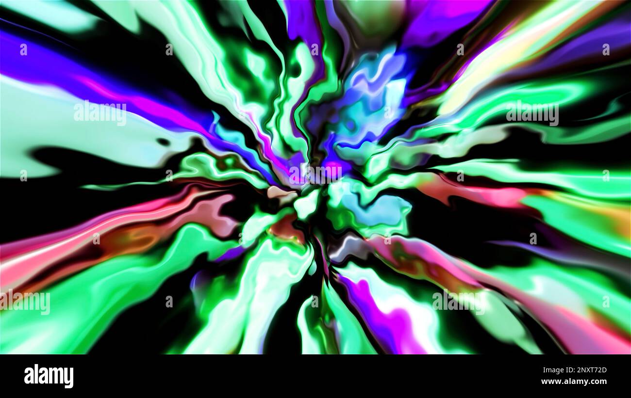 Épandage de peintures colorées pour créer une fontaine. Mouvement. Un arrière-plan sombre sur lequel la gouache vive est versée, qui se propage dans différentes directions dans le TH Banque D'Images
