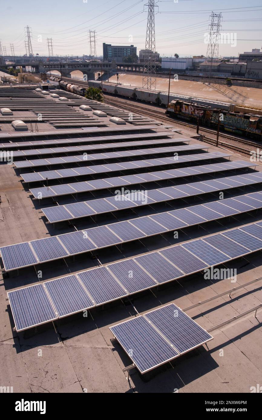 Panneaux solaires. Los Angeles, Californie, États-Unis d'Amérique Banque D'Images
