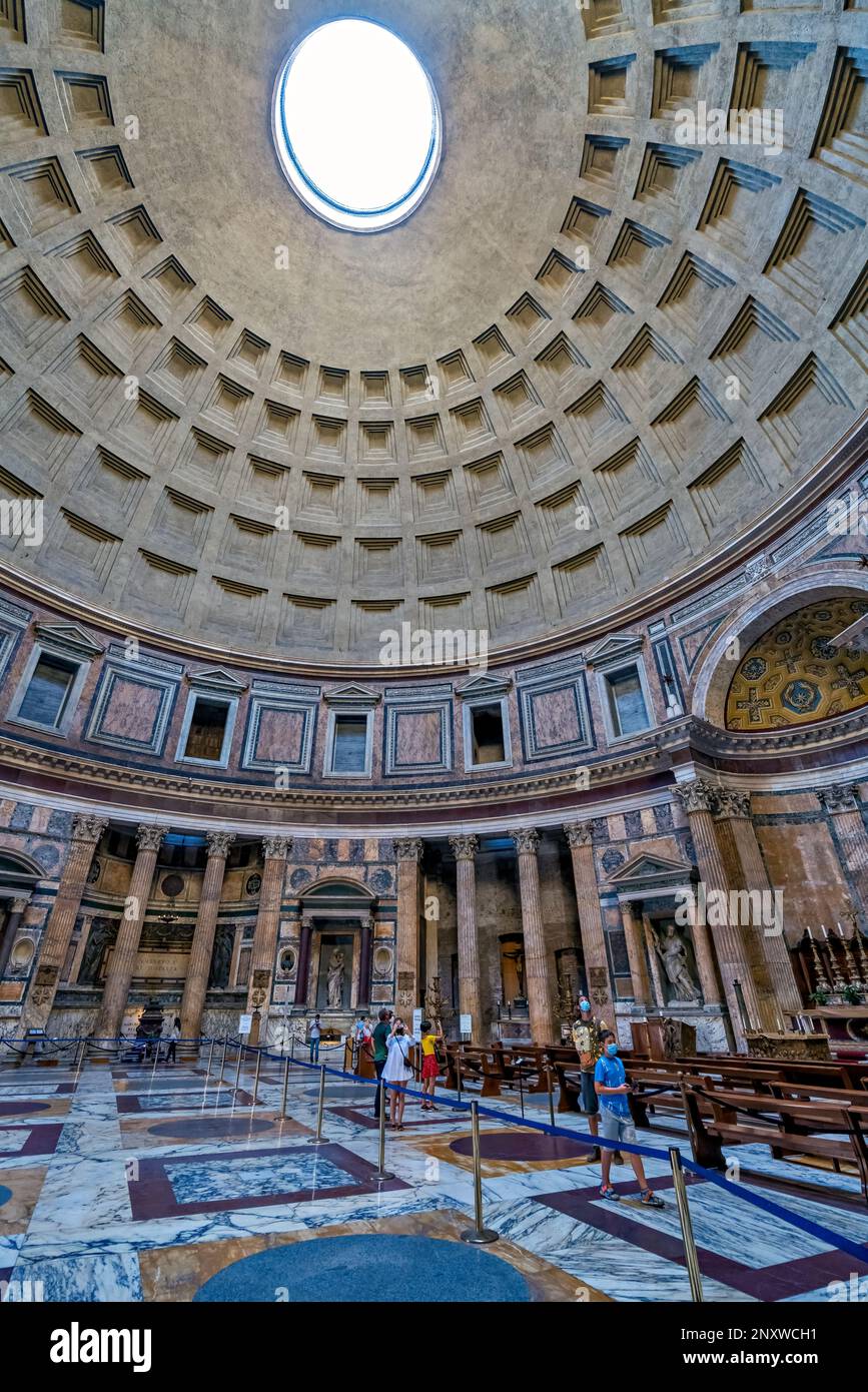 Le Panthéon Interior Dome, Rome, Italie Banque D'Images