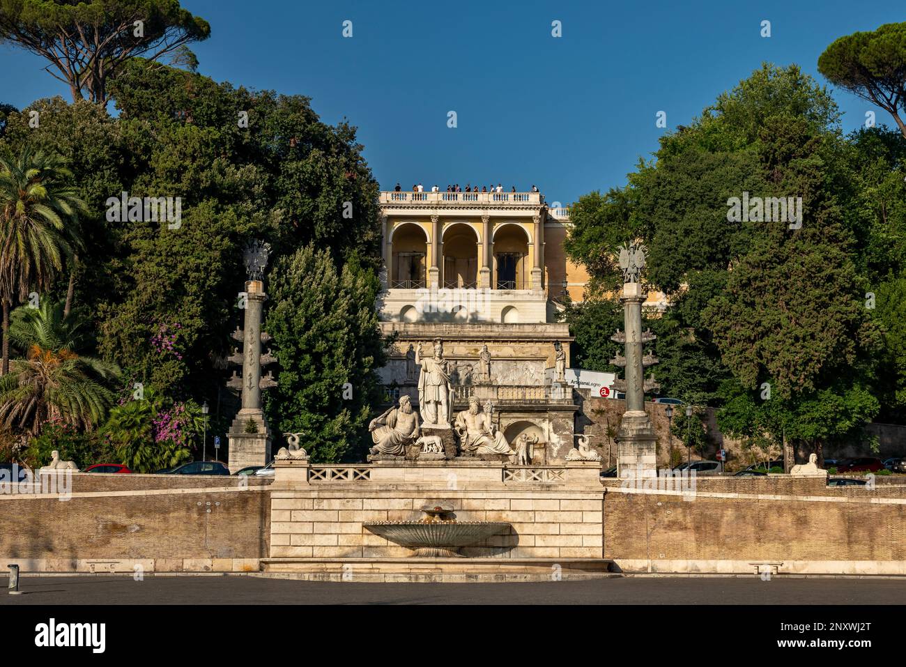 Fontana della Dea Roma, Piazza del Popolo, Rome, Italie Banque D'Images