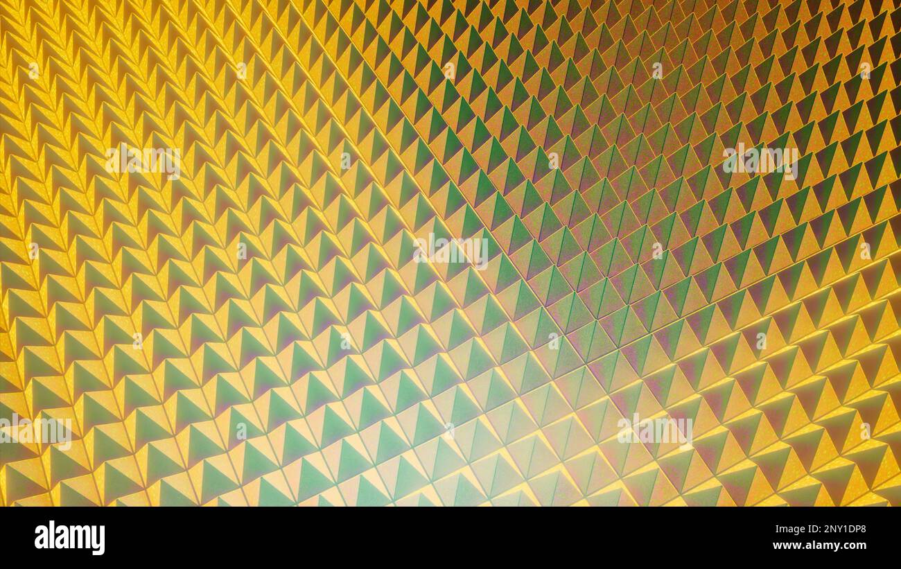 Arrière-plan rotatif avec surface de 3D pyramides. Conception. Surface avec 3D pyramides triangulaires. Arrière-plan animé tournant avec des triangles sur la surface. Banque D'Images