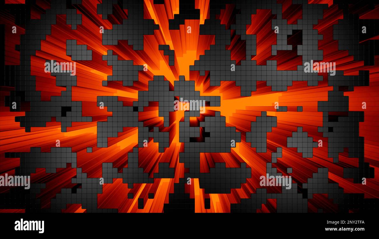 Ligne abstraite de fond en cubes de métal doré. Conception. Mécanisme abstrait d'une machine Banque D'Images