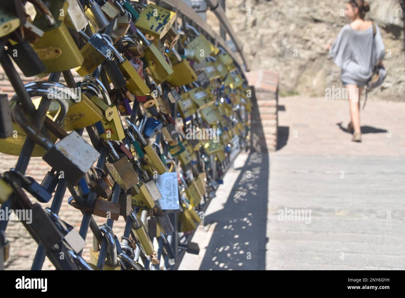 Jardin botanique de Tbilissi, Love Locks, Tibilisi, Géorgie Banque D'Images