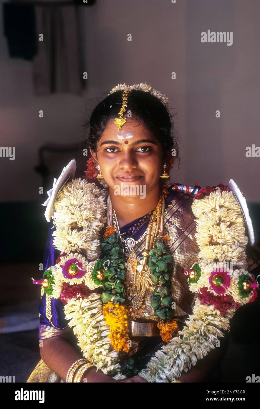 Nattukottai Chettiar, épouse de la communauté Nagarahar, Chettinad, Tamil Nadu, Inde Banque D'Images