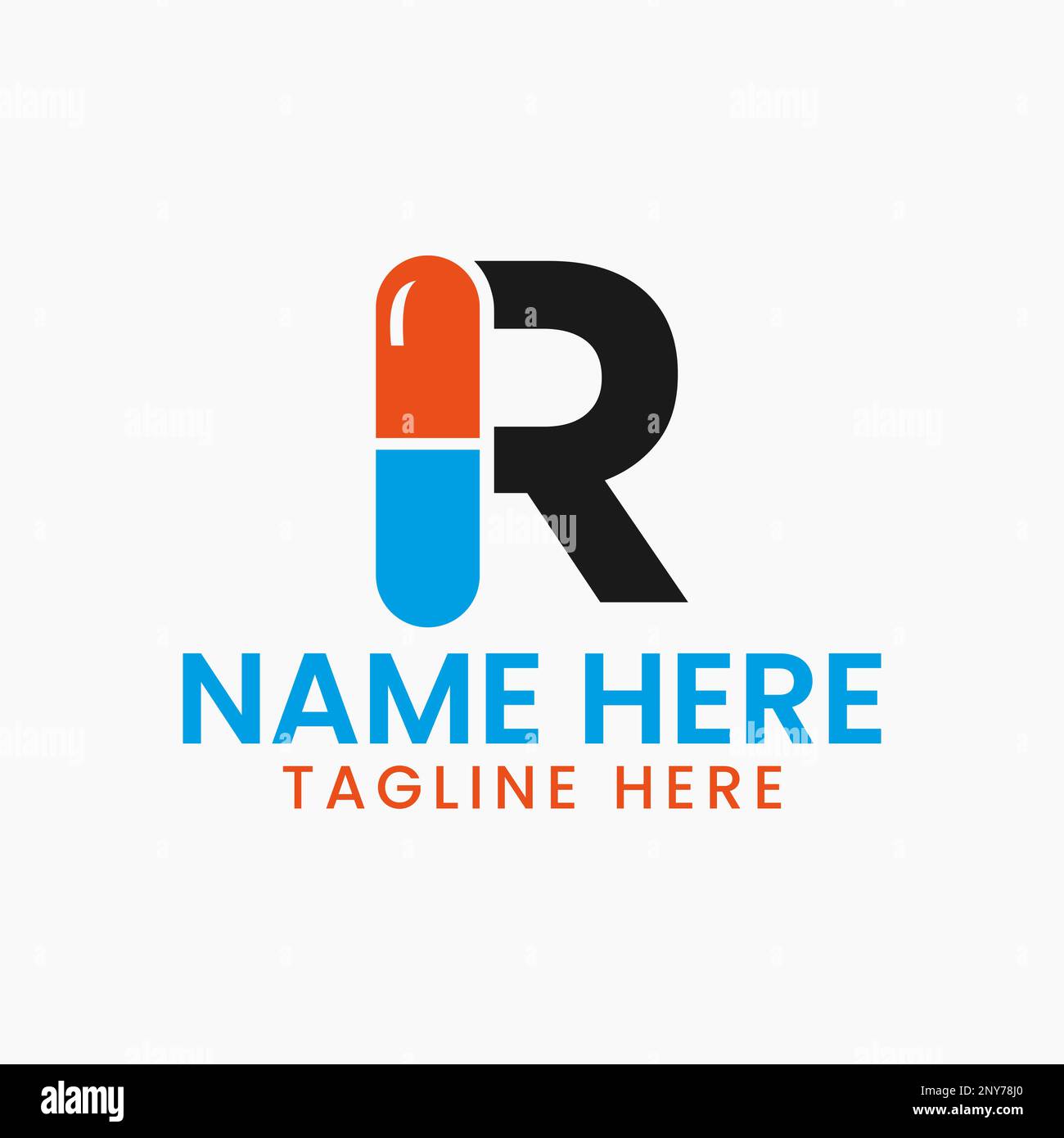 Lettre R Medicine logo Design concept avec symbole pile Illustration de Vecteur