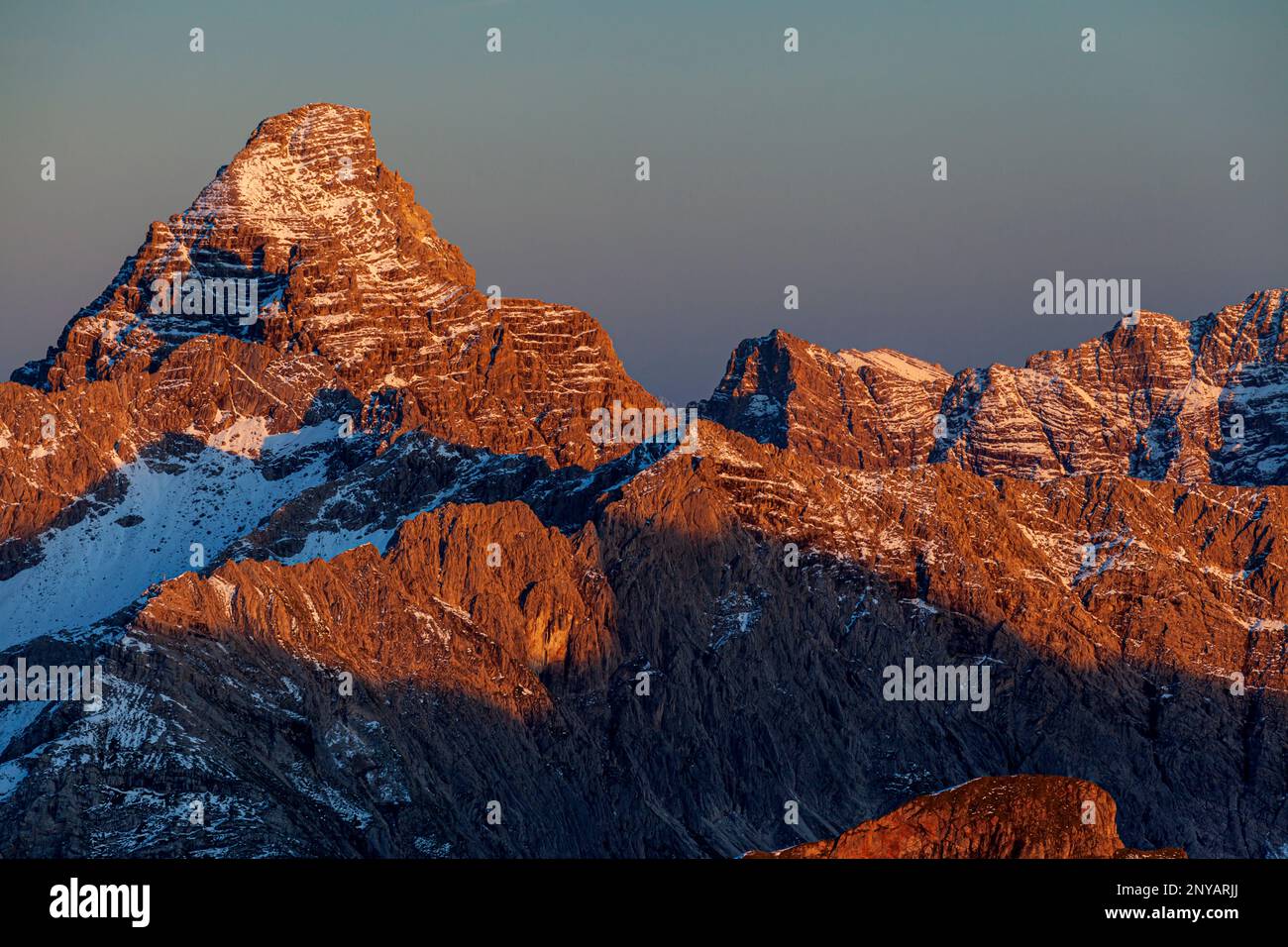 Vue de Nebelhorn à Hochvogel, Allgäuer Alpes, Allgäu, Bavière, Alpes, Allemagne, Europe Banque D'Images
