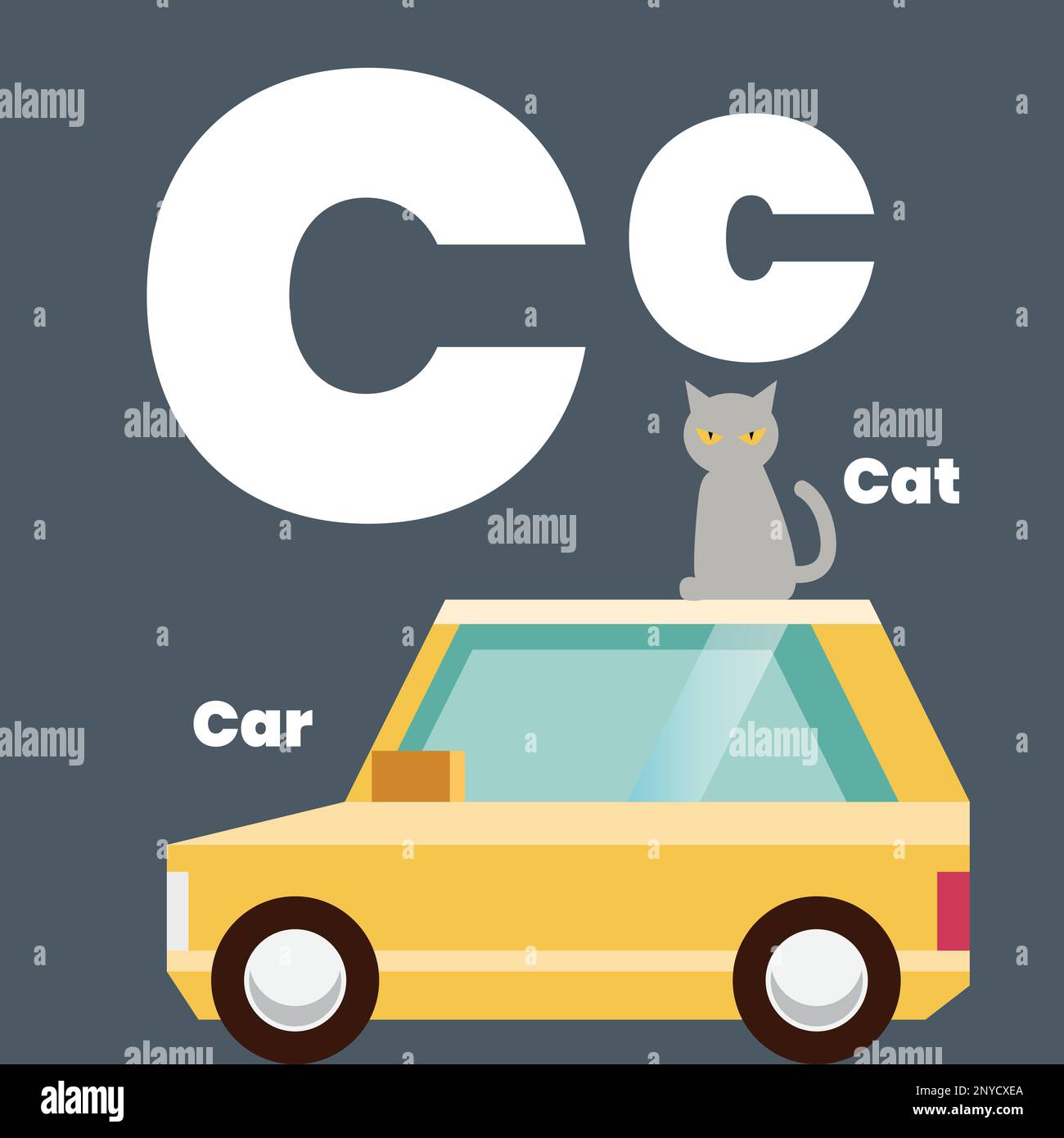 Mignon enfants ABC alphabet mots de carte de mémoire avec la lettre C pour les enfants apprenant le vocabulaire anglais. Pomme d'ancrage d'avion. Illustration vectorielle Illustration de Vecteur