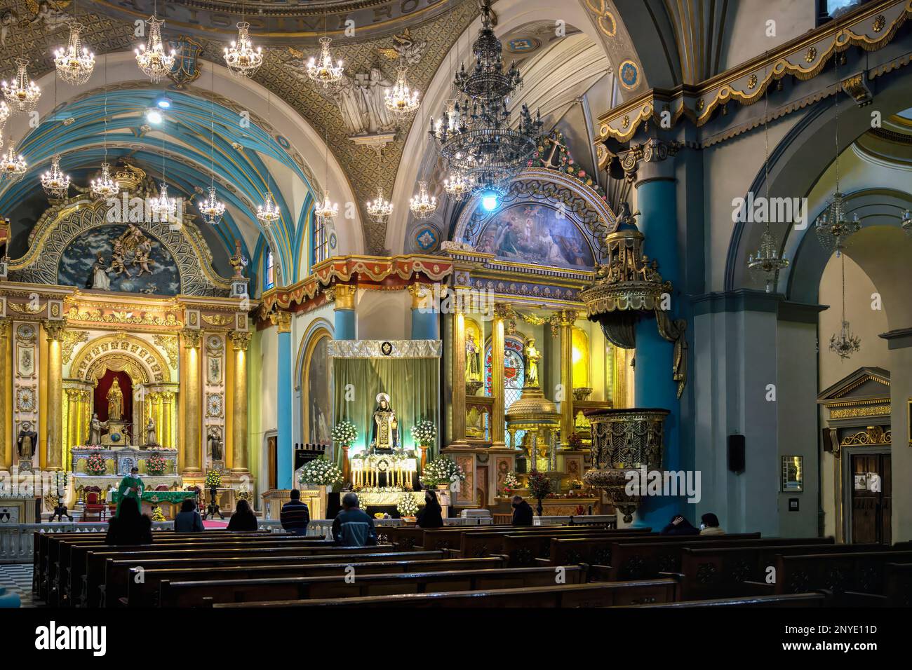 Basilique et couvent de Saint-Domingue ou couvent du Saint-Rosaire, autel, Lima, Pérou Banque D'Images