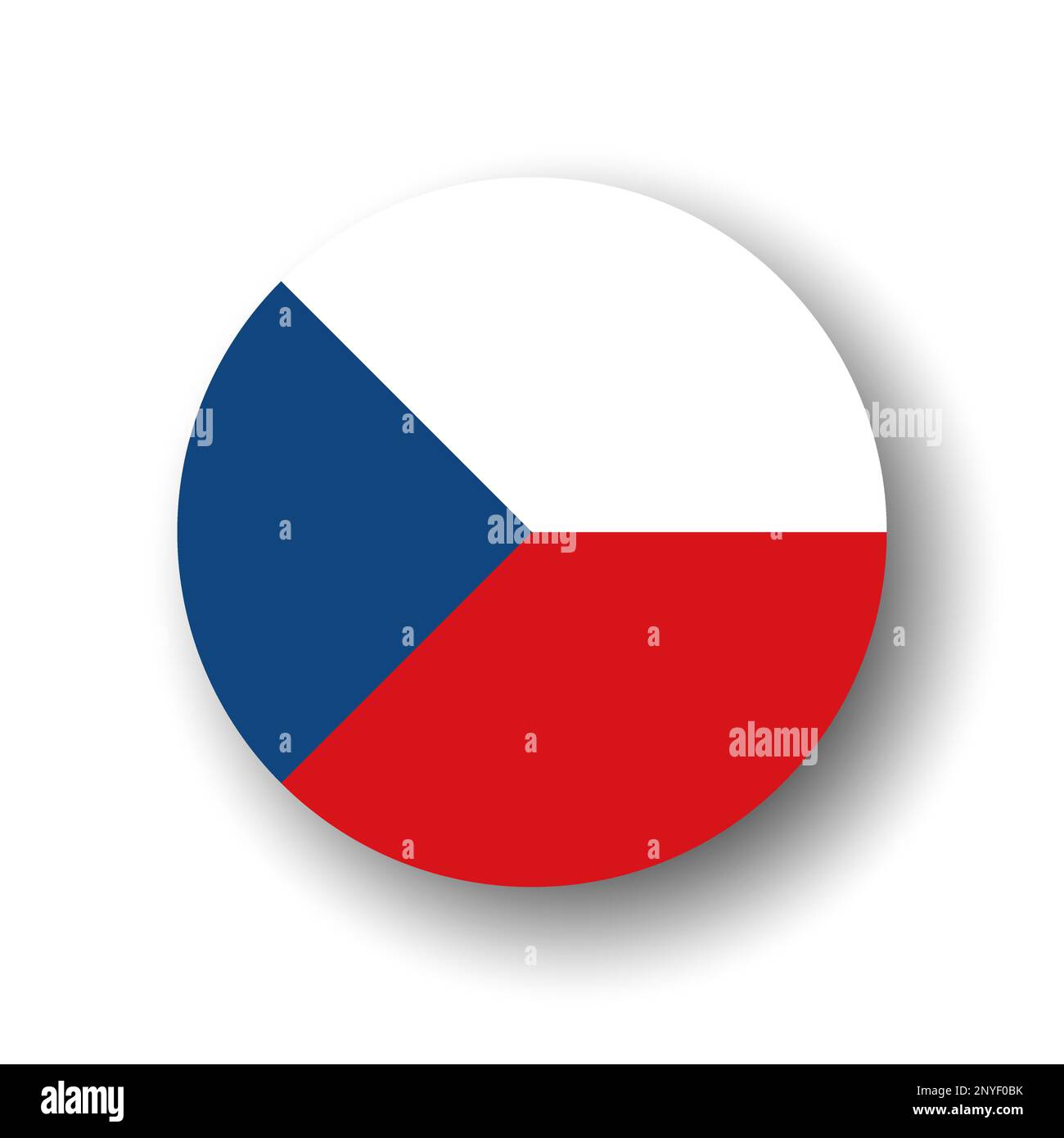 Drapeau de la République tchèque - icône en forme de cercle ou badge à vecteur plat avec ombre portée. Illustration de Vecteur