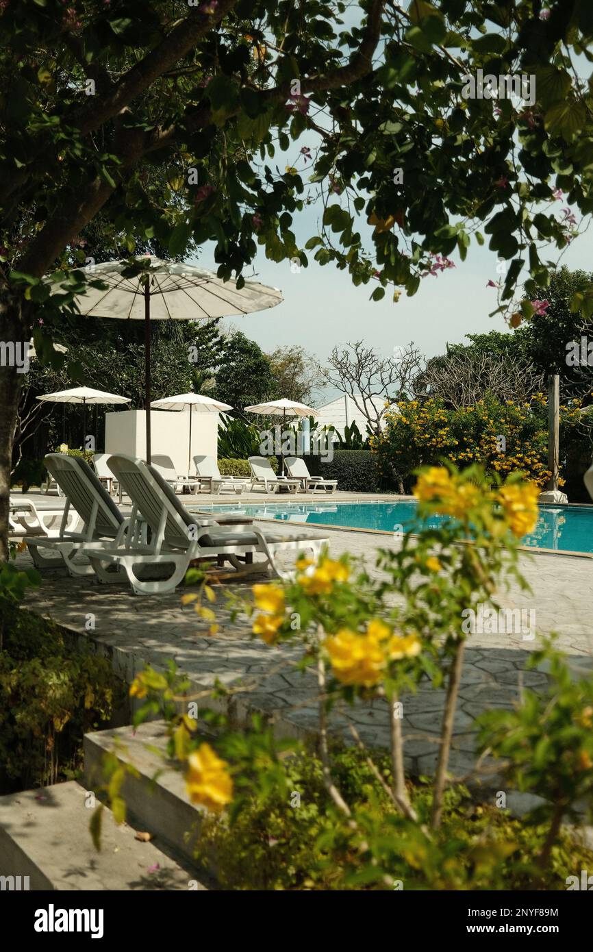 Belle piscine relaxante dans une station balnéaire de l'île Banque D'Images