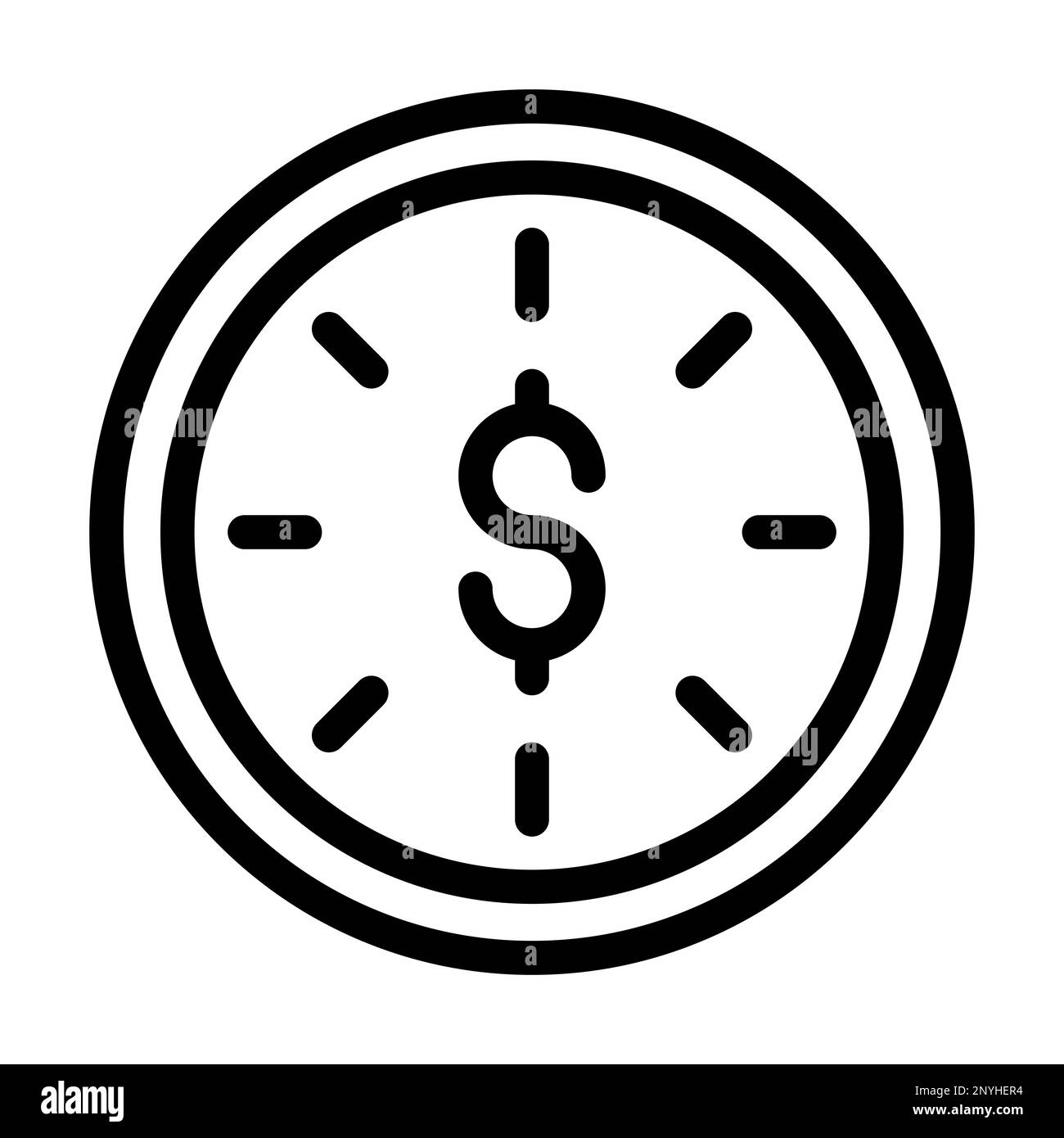 Icône Time is Money Thick Line Banque D'Images