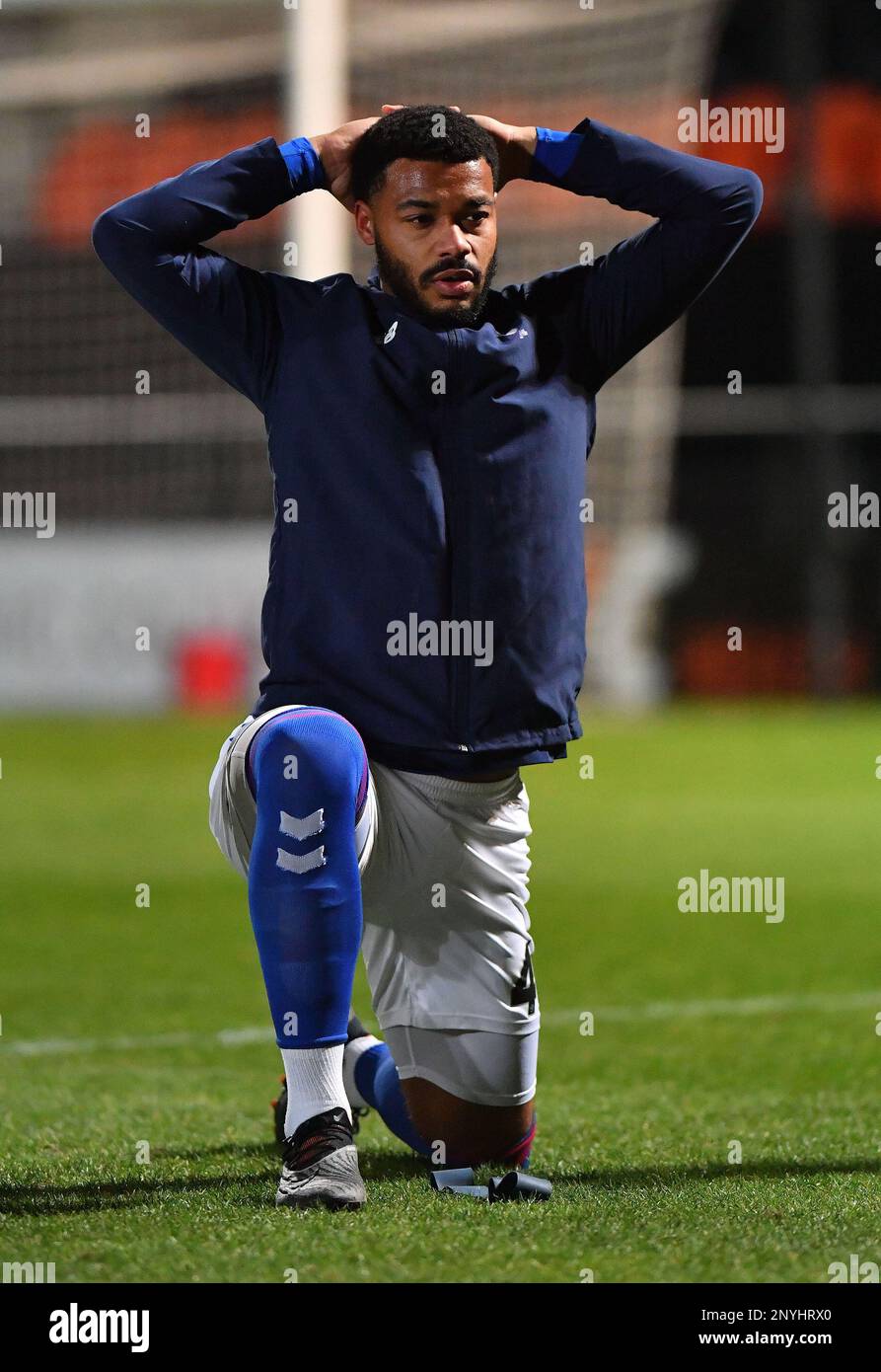 Londres, Royaume-Uni. 28th févr. 2023. Joe Nuttall du club de football de l'association Oldham Athletic avant le match de la Vanarama National League entre Barnett et Oldham Athletic au stade Underhill, Londres, le mardi 28th février 2023. (Photo : Eddie Garvey | ACTUALITÉS MI) Credit : ACTUALITÉS MI et sport /Actualités Alay Live Banque D'Images