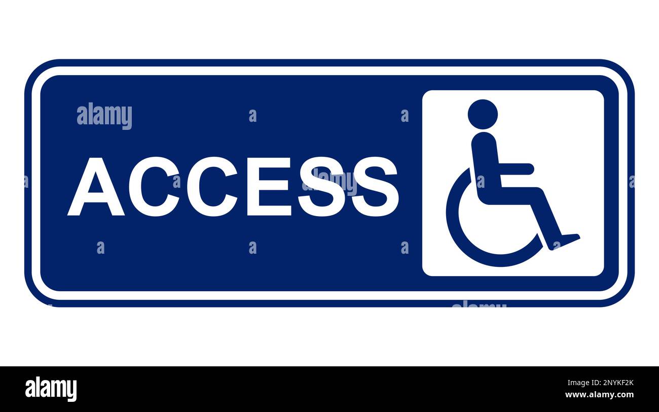 Panneau accès pour personnes à mobilité réduite - panneau pour fauteuil roulant - panneau pour guide de bureau vecteur bleu Illustration de Vecteur