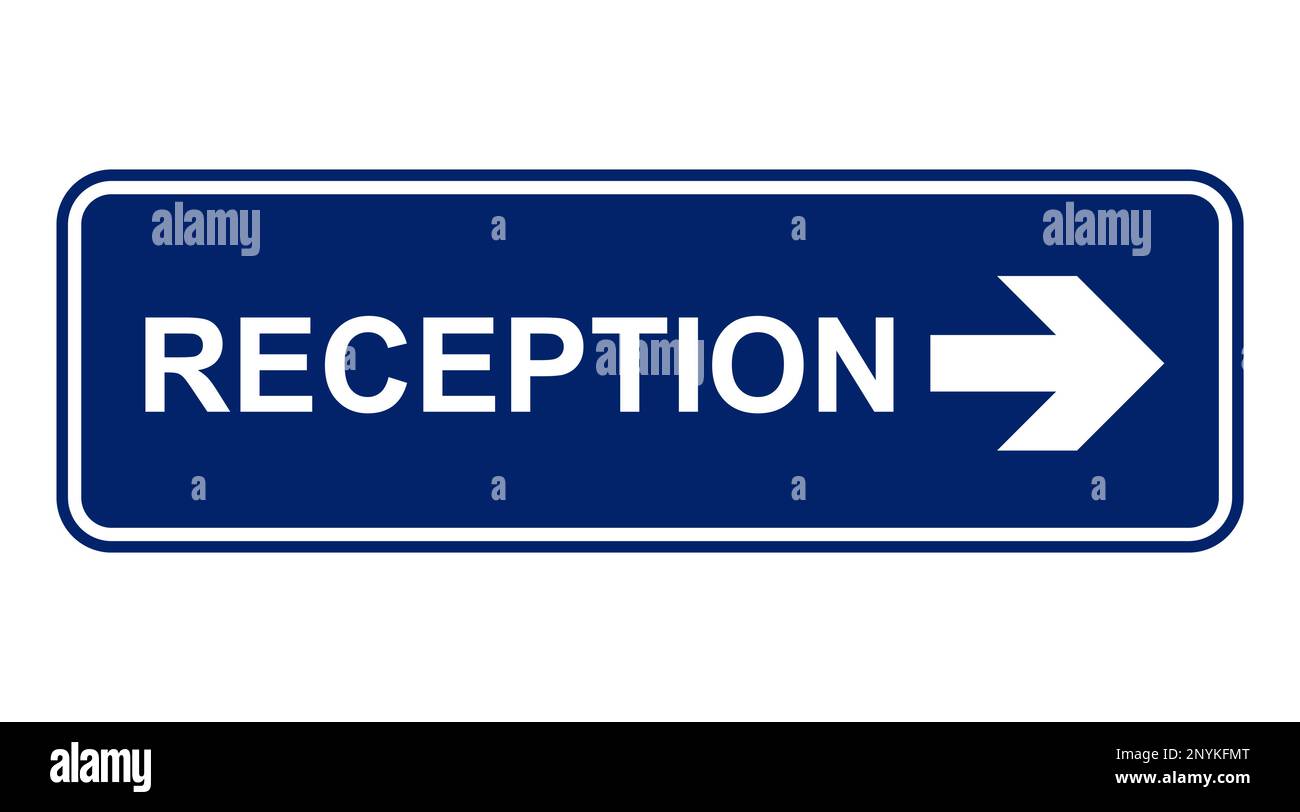 Réception signe fléché bleu pour bureau - Bureau panneau intérieur Illustration de Vecteur