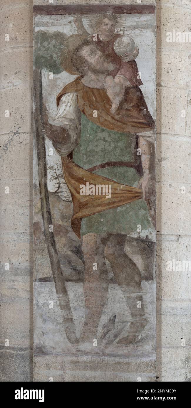 Fresque à l'abbaye de Sant'Antimo à Montalcino, Toscane, Italie Banque D'Images