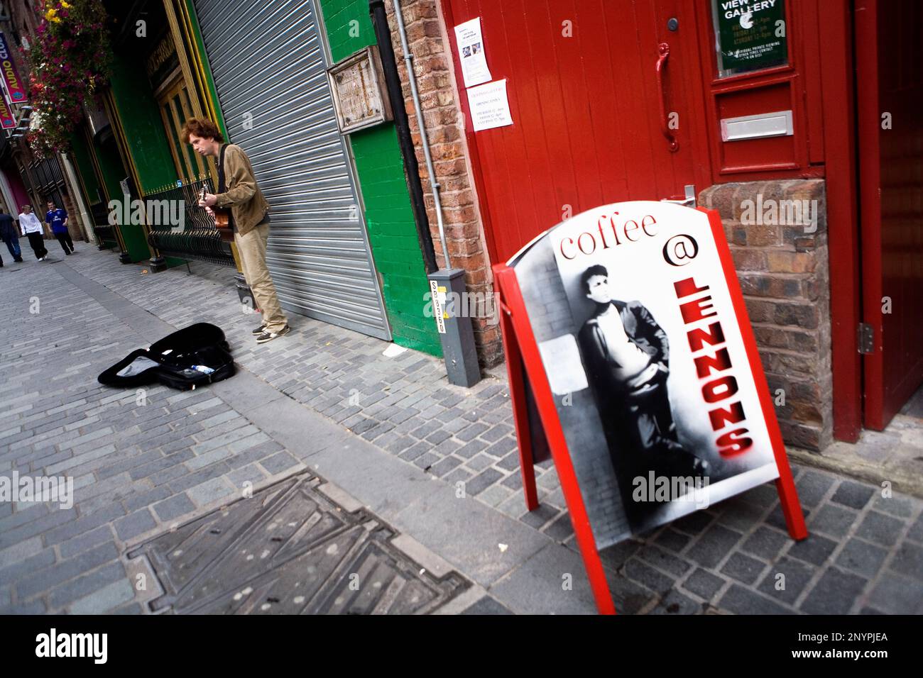 Liverpool : Lennons Coffe dans Mathew Street. Banque D'Images