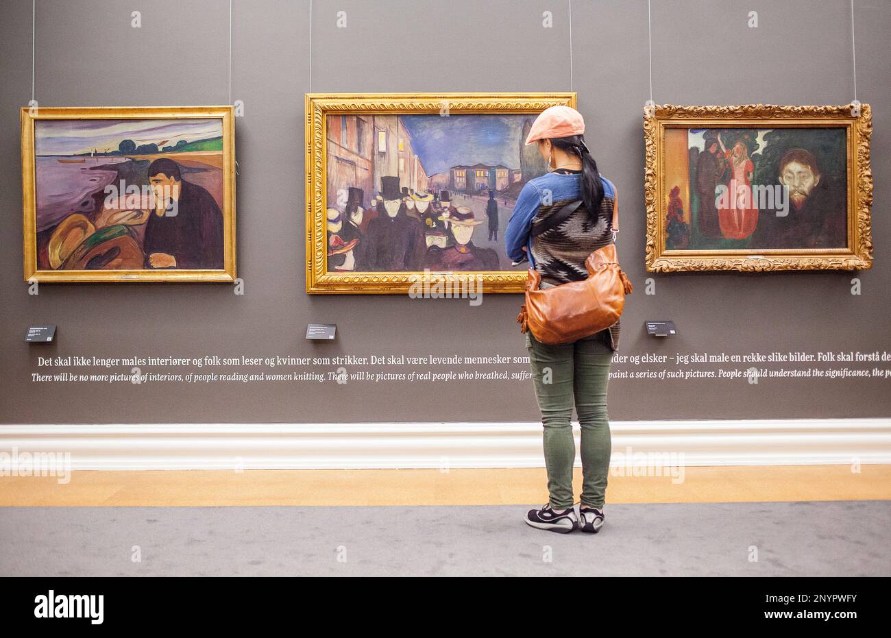 Tableaux d'Edvard Munch,'Melancholy', ' soir sur Karl Johan'et 'Jalousie', Musée d'Art de Bergen, Kode 3, Rasmus Meyer,Collection Bergen, Norvège Banque D'Images