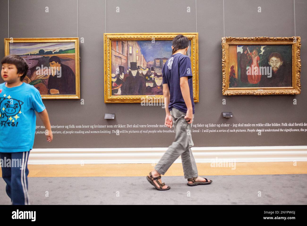Tableaux d'Edvard Munch,'Melancholy', ' soir sur Karl Johan'et 'Jalousie', Musée d'Art de Bergen, Kode 3, Rasmus Meyer,Collection Bergen, Norvège Banque D'Images