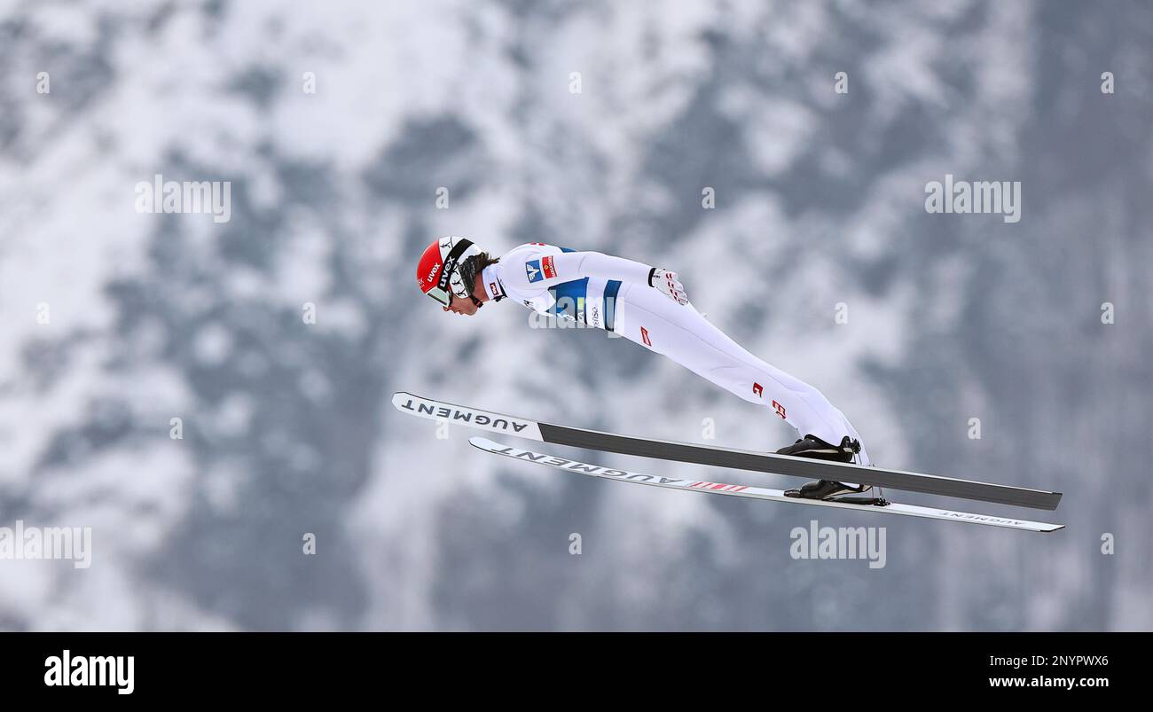 Planica, Slovénie. 02nd mars 2023. Ski nordique: Championnat du monde, saut  à ski - grande colline, hommes, qualification. Manuel Fettner d'Autriche en  action pendant l'entraînement saut. Credit: Daniel Karmann/dpa/Alay Live  News Photo