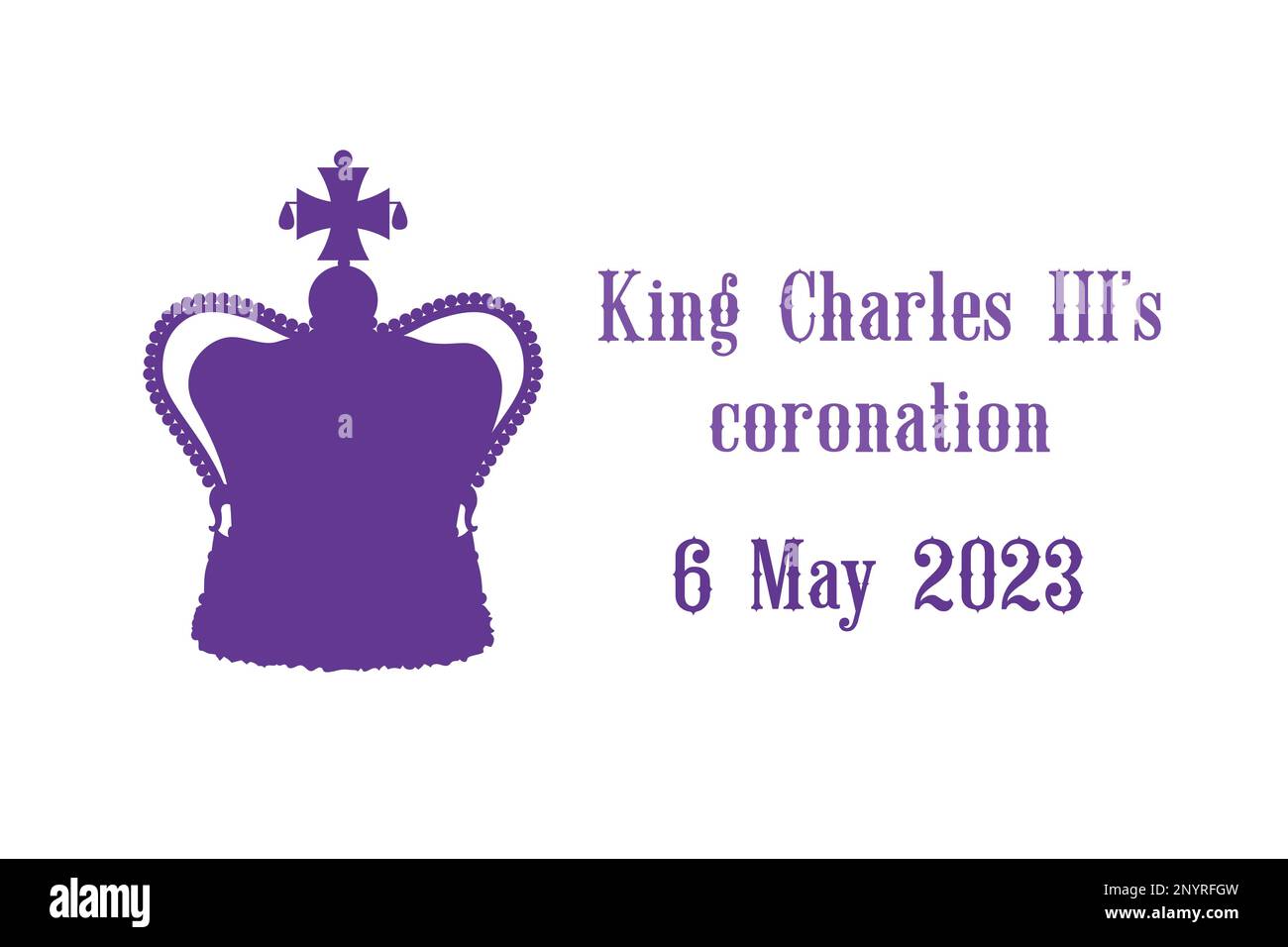 Couronnement du roi Charles III 6 mai 2023 bannière design. Affiche vectorielle de la couronne britannique. St Edwards Crown Symbol du Royaume-Uni et de la Commo Illustration de Vecteur