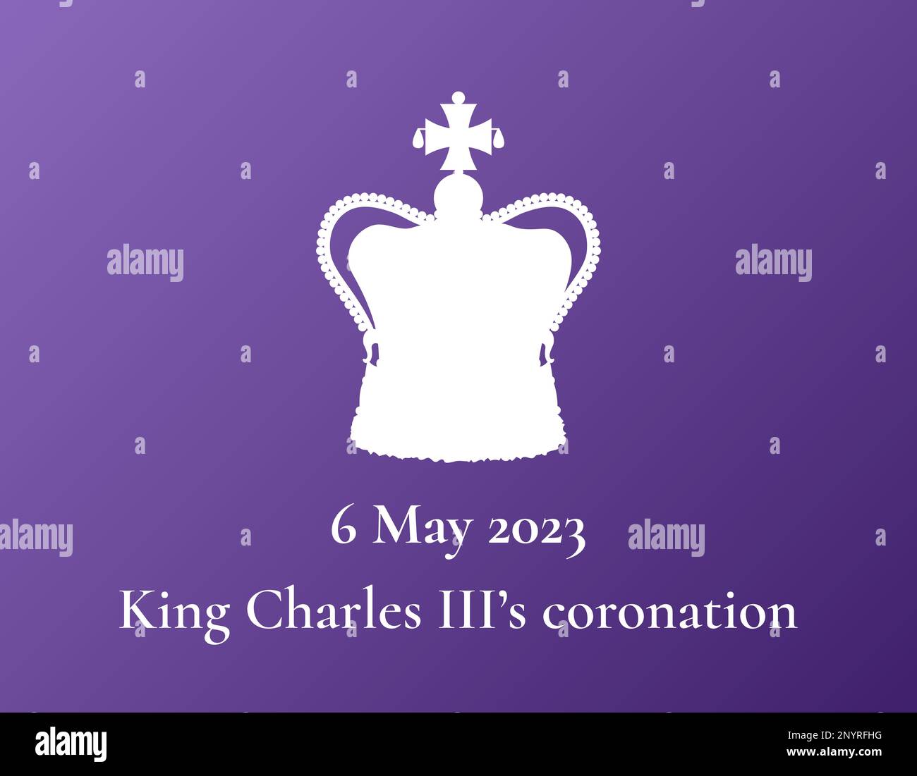 Couronnement du roi Charles III 6 mai 2023 bannière design. Affiche vectorielle de la couronne britannique. St Edwards Crown Symbol du Royaume-Uni et de la Commo Illustration de Vecteur