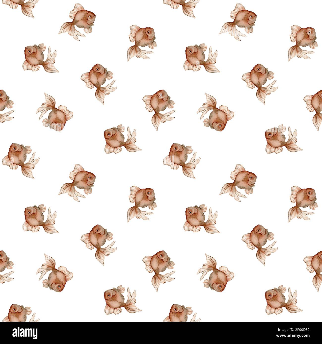 Motif sans couture avec poisson aquarelle. Motif de coquillage peint à la main. Fond marin vintage aquarelle. Illustration originale dessinée à la main. Marine Banque D'Images