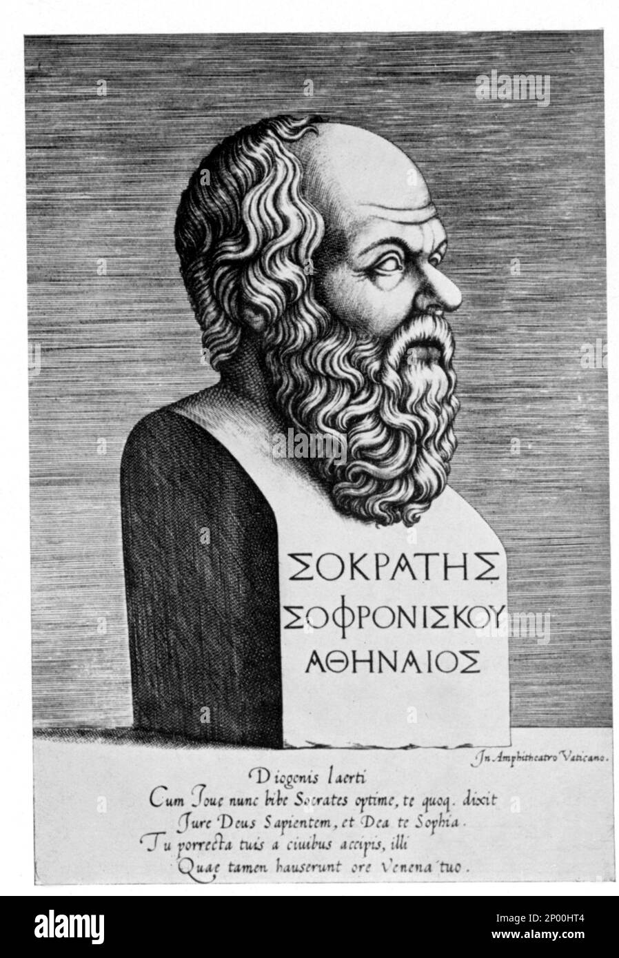 Le philosophe grècien SOCRATES ( Athènes 469 - 399 b. C. ) , gravure de portrait - FILOSOFIA - FILOSOFO - SOCRATE - SCUTURA - SCULPTURE - ritrato - arte - art - Grèce antique - antica Grecia - barba - barbe - incisione --- Archivio GBB Banque D'Images