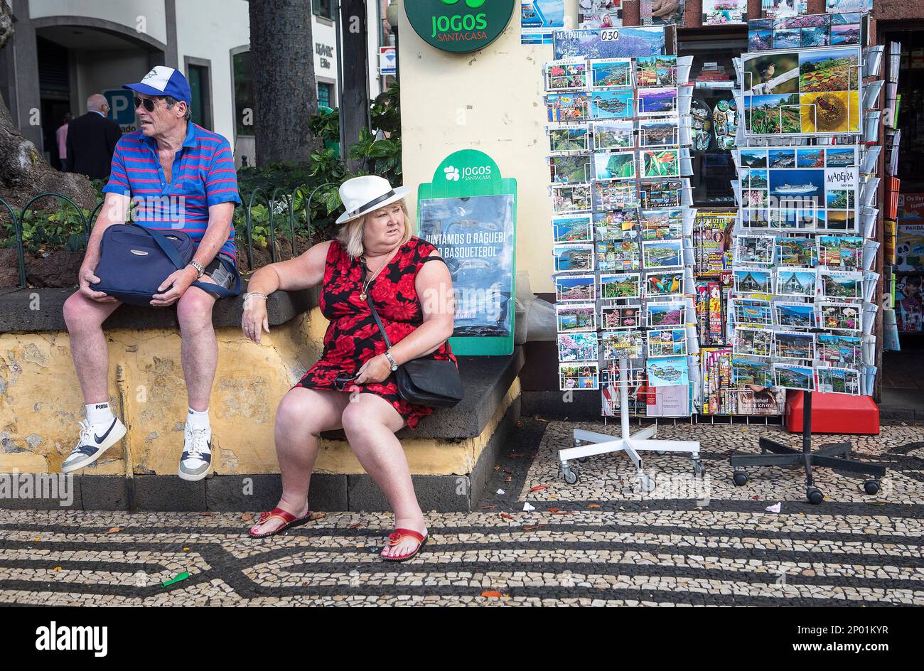 Touristes, à AV Arriaga, Funchal, Madère, Portugal Banque D'Images