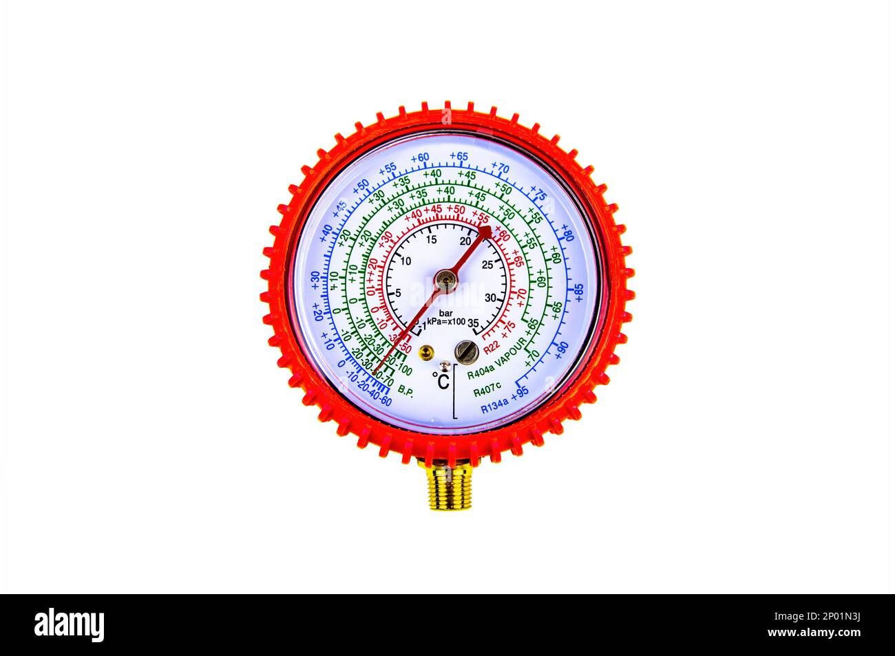 Manomètre Recharge Climatisation - Jauge Pression 220 PSI / 500 PSI - Pour Réfrigérant, Filetage 1/4"