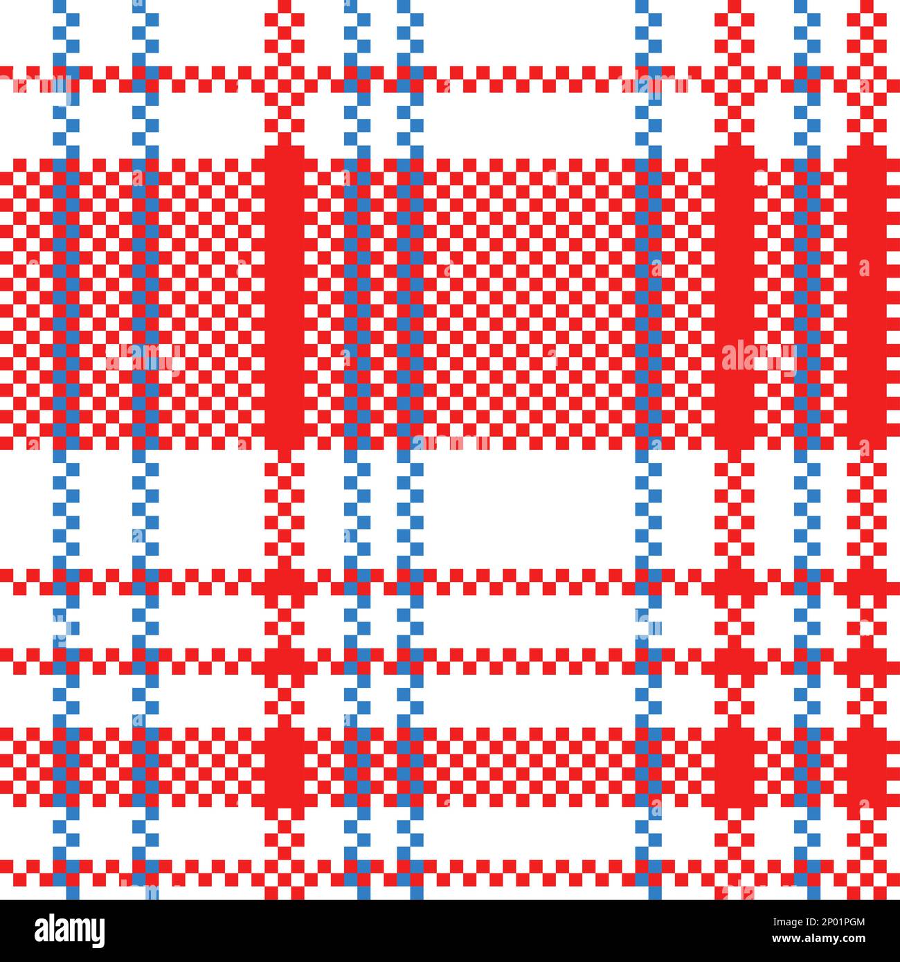 Vector Rouge rétro blanc Bleu emblématique Old Hong Kong Checker modèle sans couture pour les produits ou les tirages textiles. Banque D'Images