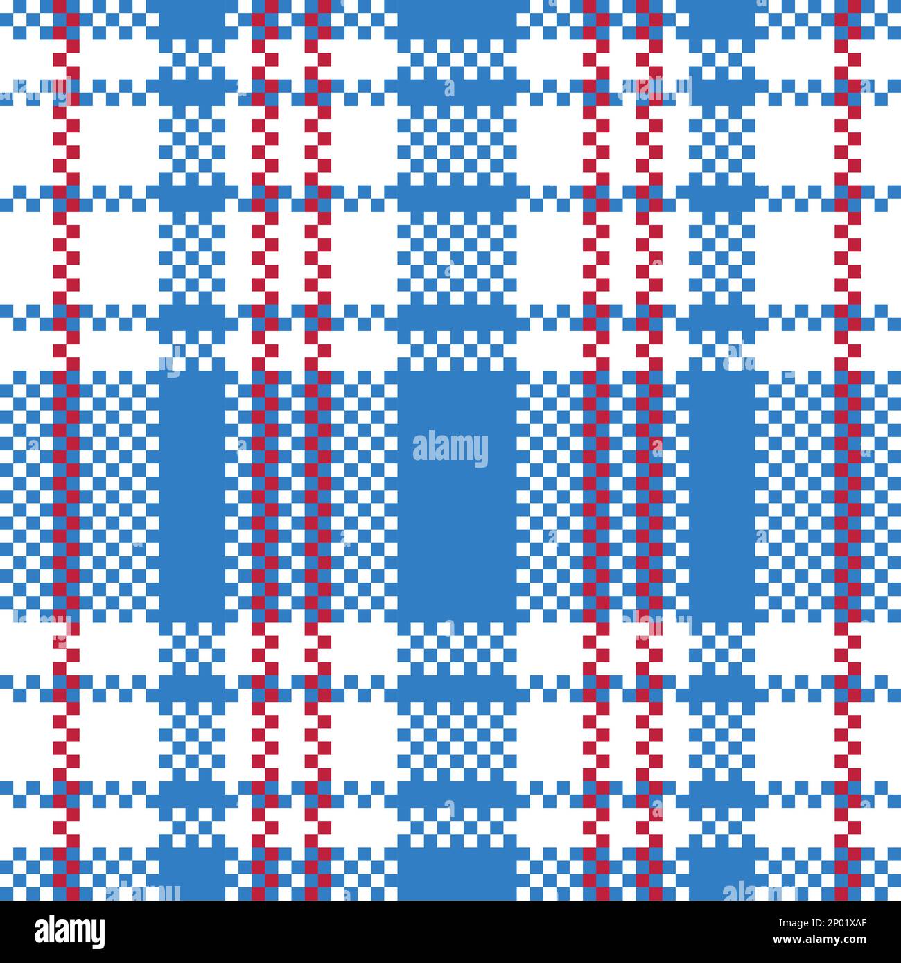 Vector Rouge rétro blanc Bleu emblématique Old Hong Kong Checker modèle sans couture pour les produits ou les tirages textiles. Banque D'Images