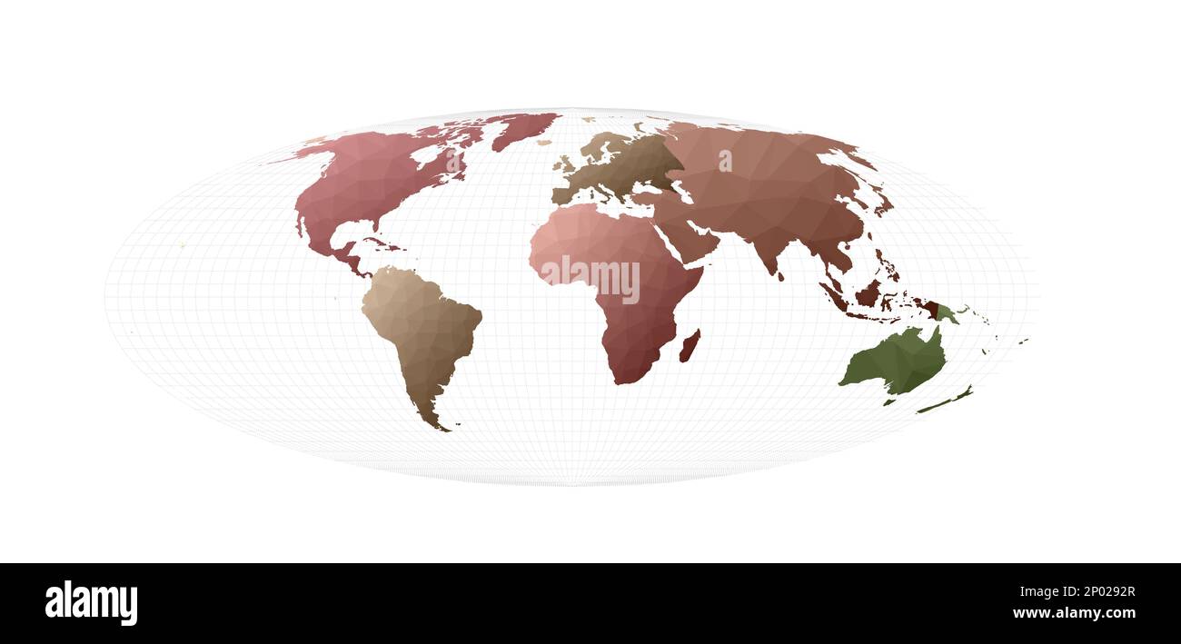 Carte polygonale du monde. Projection Bromley. Illustration grand vecteur. Illustration de Vecteur