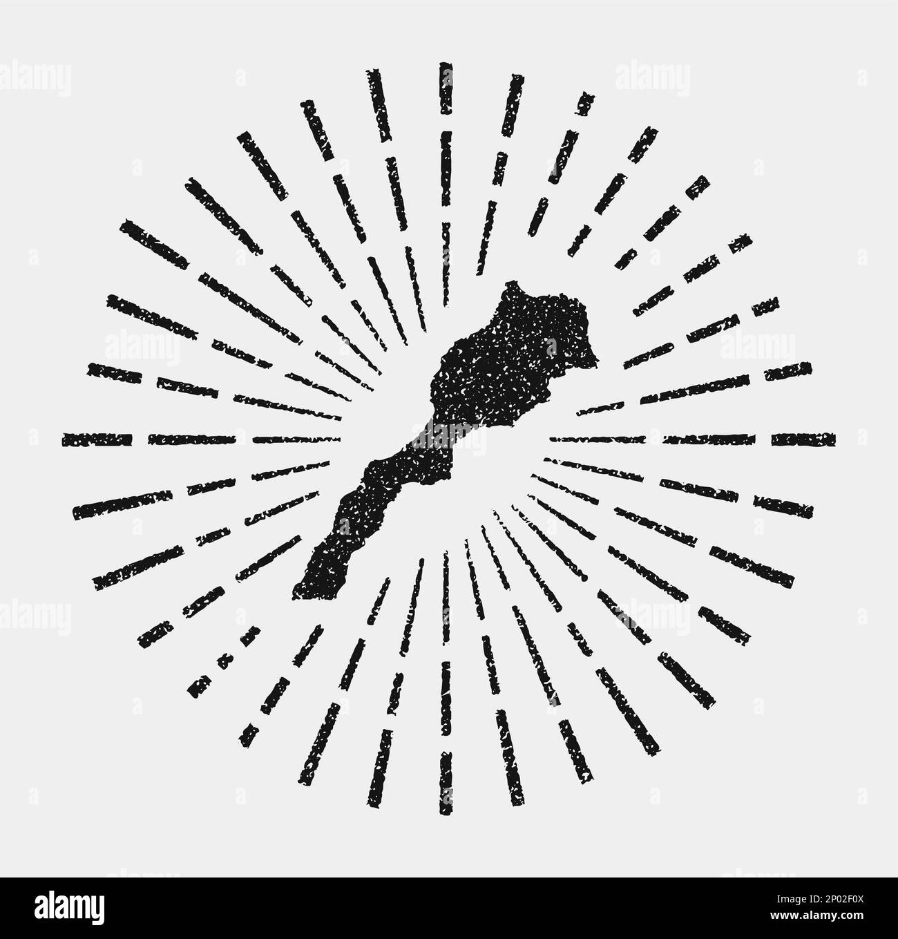 Carte ancienne du Maroc. Grunge soleil a éclaté dans tout le pays. Forme marocaine noire avec rayons de soleil sur fond blanc. Illustration vectorielle. Illustration de Vecteur