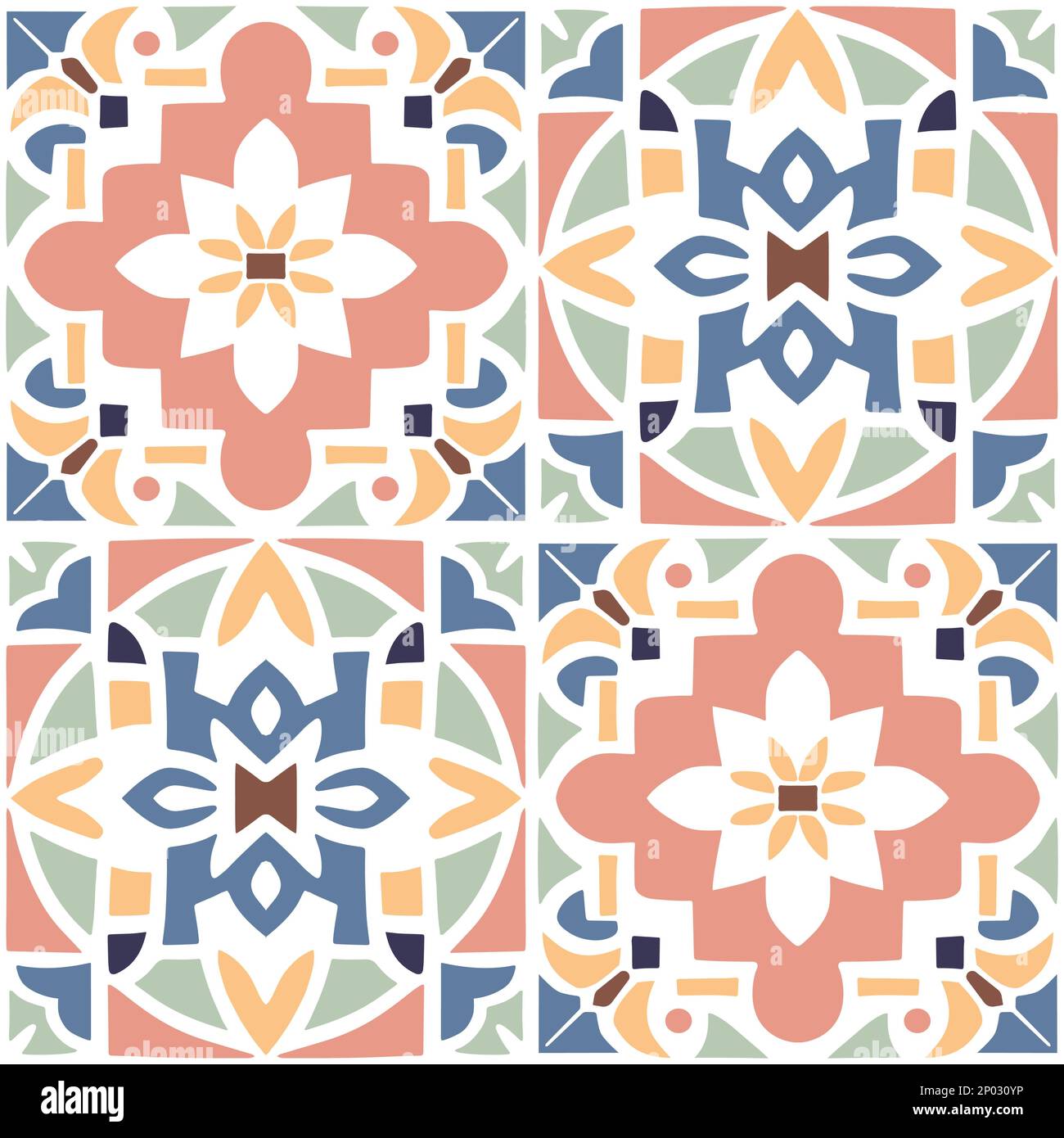 Carreaux de sol de style rétro ou traditionnel portugais ou marocain Vector motif de surface sans couture pour les impressions de fond, de produits ou de papier d'emballage. Illustration de Vecteur
