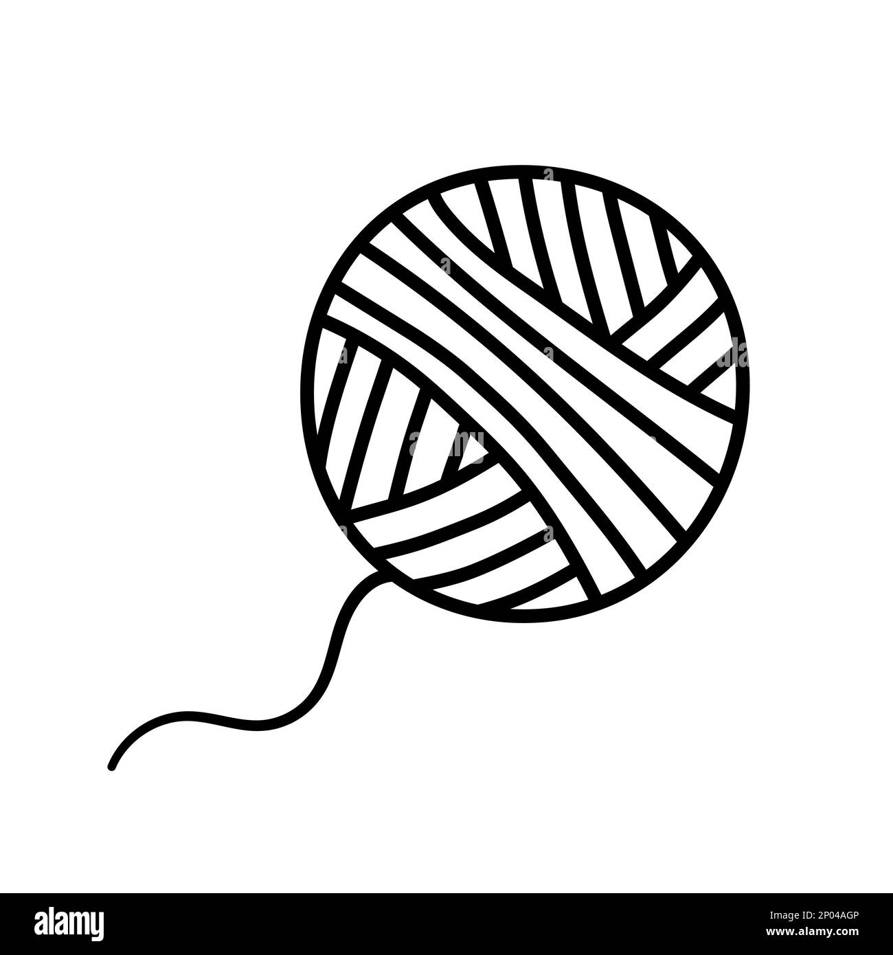 Balle de fil pour tricoter. Icône d'esquisse dessinée à la main de l'élément de couture. Concept de travaux d'aiguille. Illustration vectorielle isolée en style de ligne doodle. Illustration de Vecteur