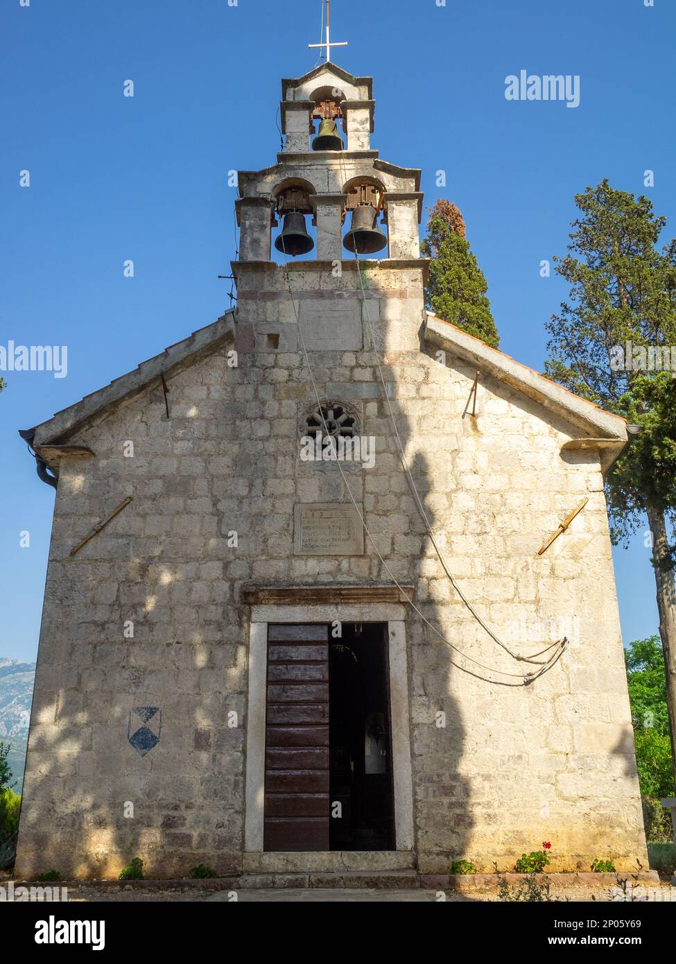 Monastère de Saint Archange Michel dans l'île des fleurs près de Tivat, Monténégro Banque D'Images