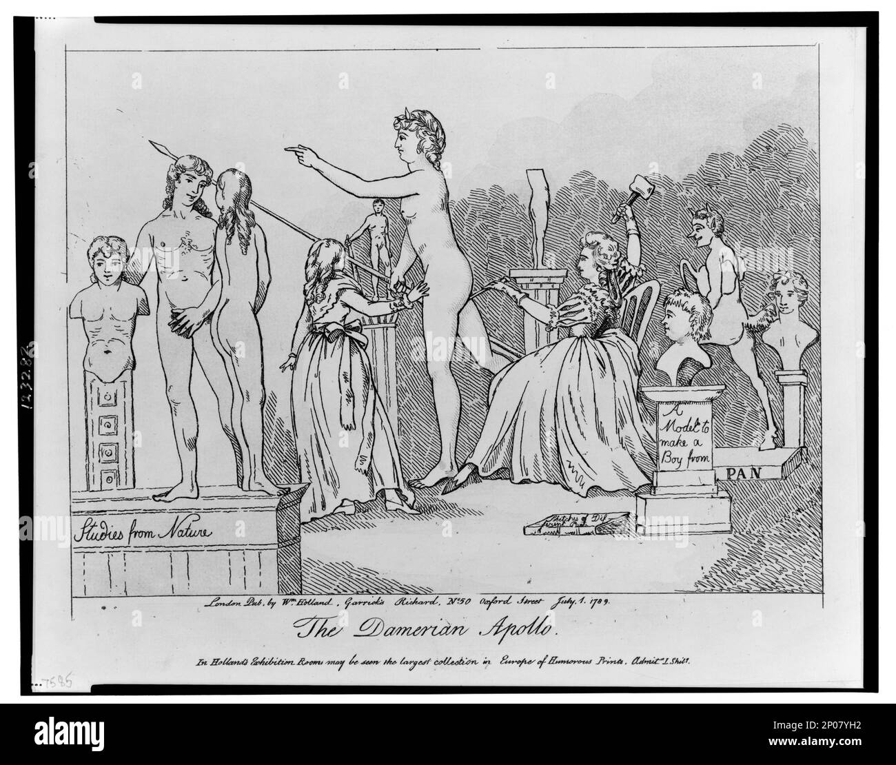 Le Damerian Appollo. British Cartoon Prints Collection , Catalogue des gravures et dessins au British Museum. Section I, satire politiques et personnels, v. 7, no 7585. Damer, Anne Seymour, 1748 ou 1749-1828. , Sculpture,Grande-Bretagne,1790-1800. Banque D'Images