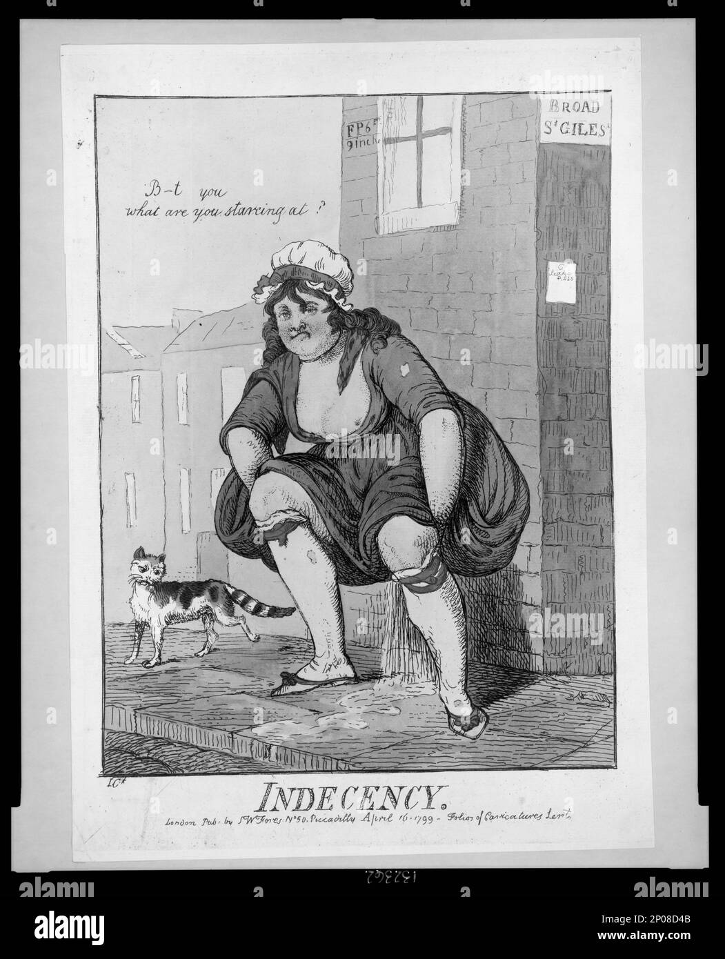 Indécence I.CK.. Collection British Cartoon Prints . Urination,Angleterre,1790-1800. , Ville et vie urbaine,Angleterre,1790-1800. Banque D'Images