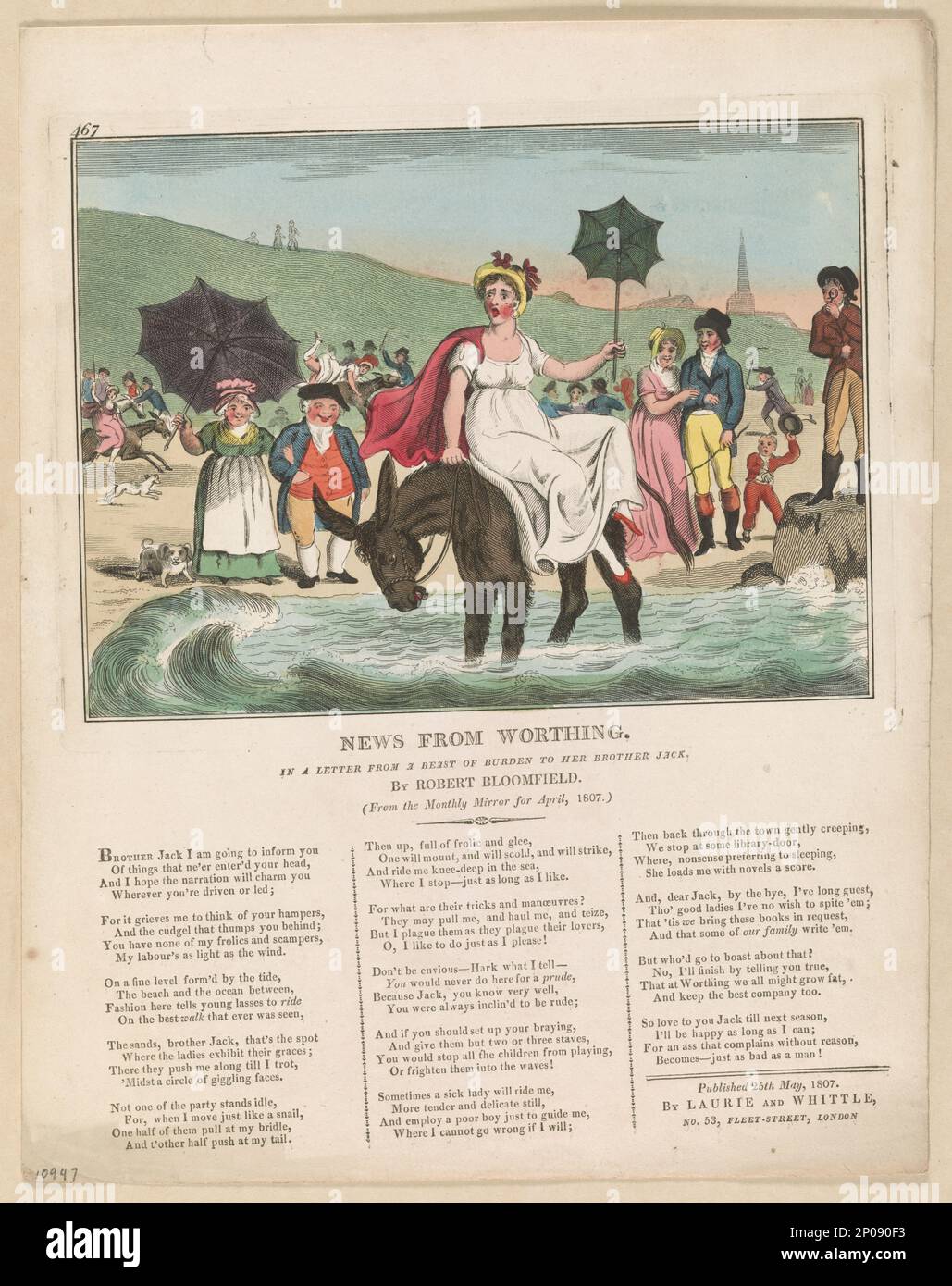 Nouvelles de Worthing. Dans une lettre d'une bête de fardeau à son frère Jack I. Cruikshank ?. Collection British Cartoon Prints . Ânes,1800-1810. , Se plaignant,1800-1810. Banque D'Images