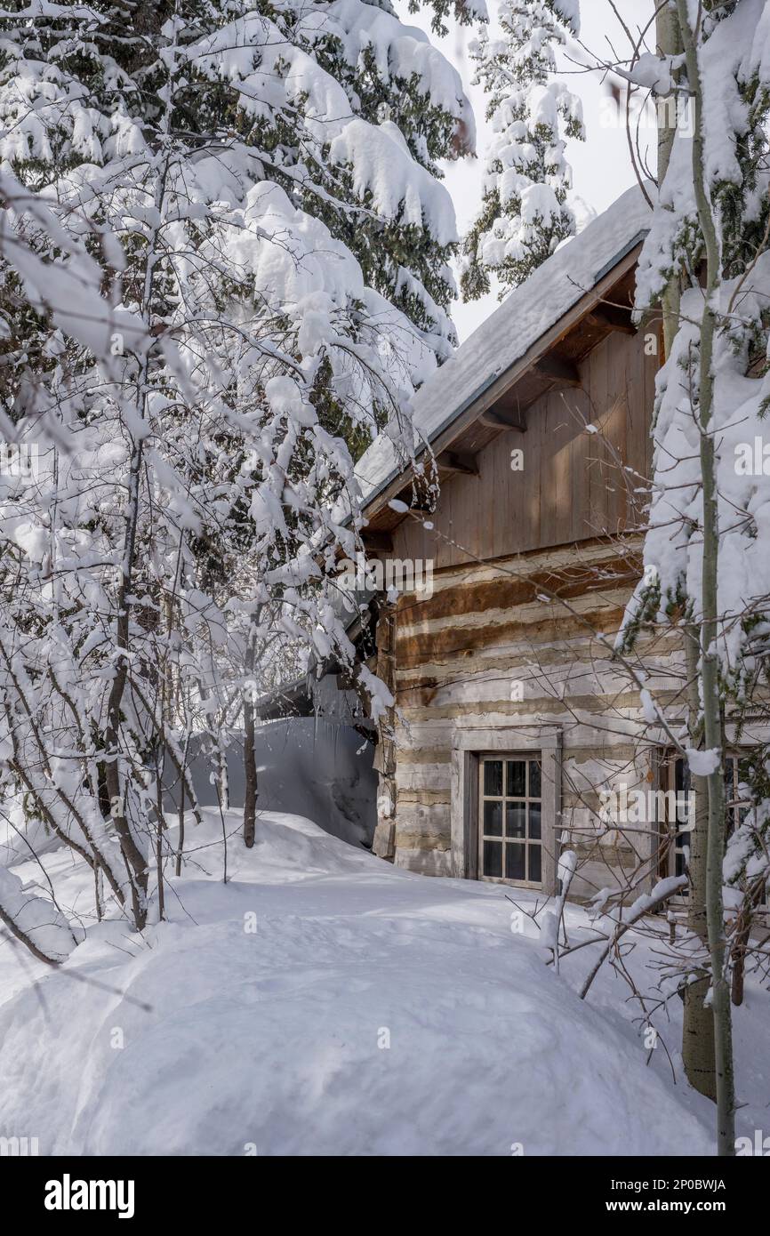 Vue sur le bar Owl de Sundance Resort en hiver, également connu sous le nom de Sundance Mountain Resort, qui est une station de ski située à 13 miles (21 km) au nord-est de Banque D'Images
