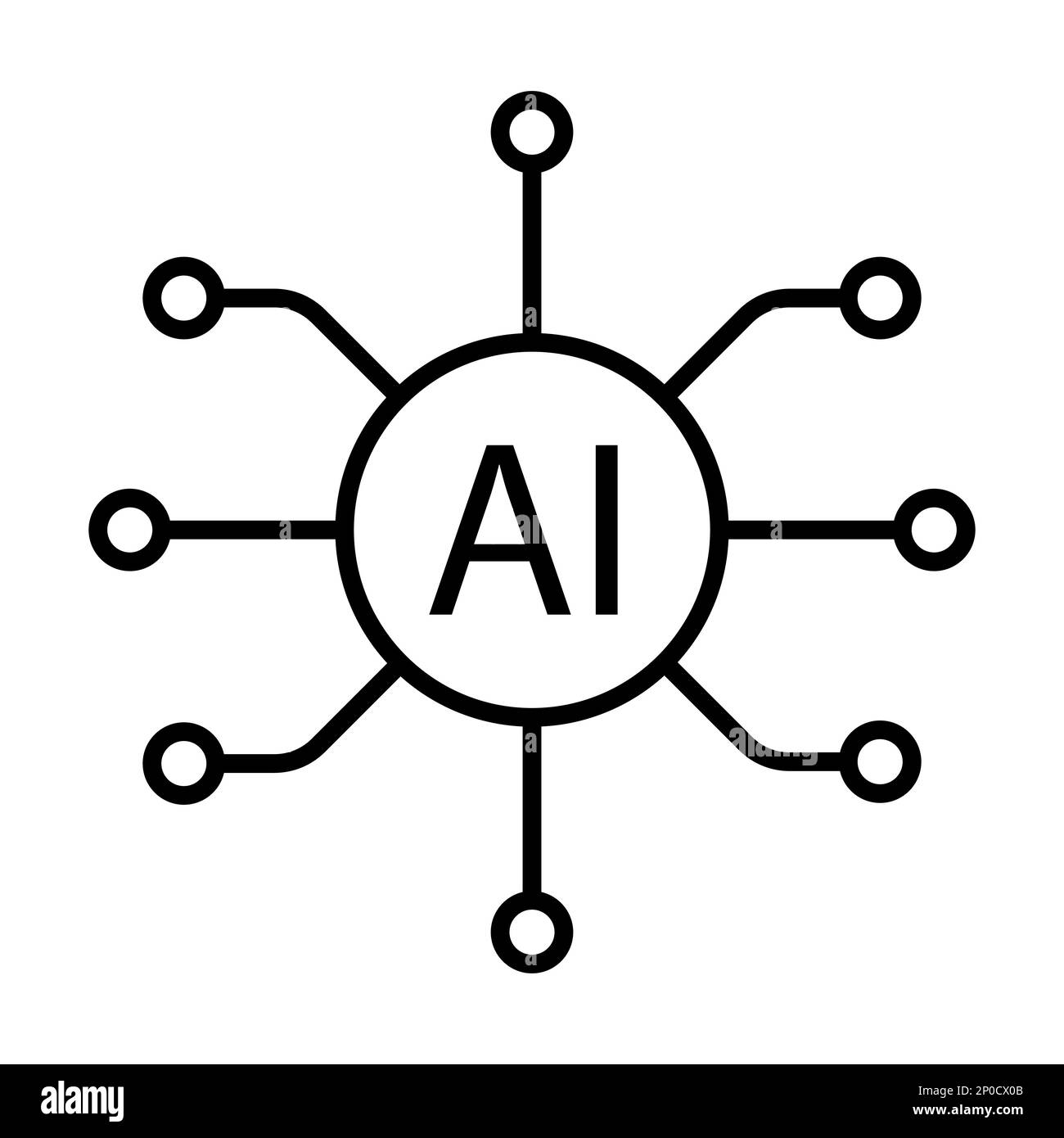 Intelligence artificielle puce ai vecteur icône symbole pour le design graphique, logo, site Web, médias sociaux, application mobile, illustration d'interface utilisateur Illustration de Vecteur