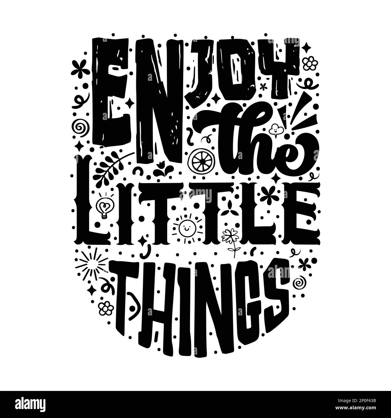 Profitez des petites choses. Motivation et inspiration citation lettrage à la main, affiche de décoration d'intérieur, conception d'affiche Illustration de Vecteur