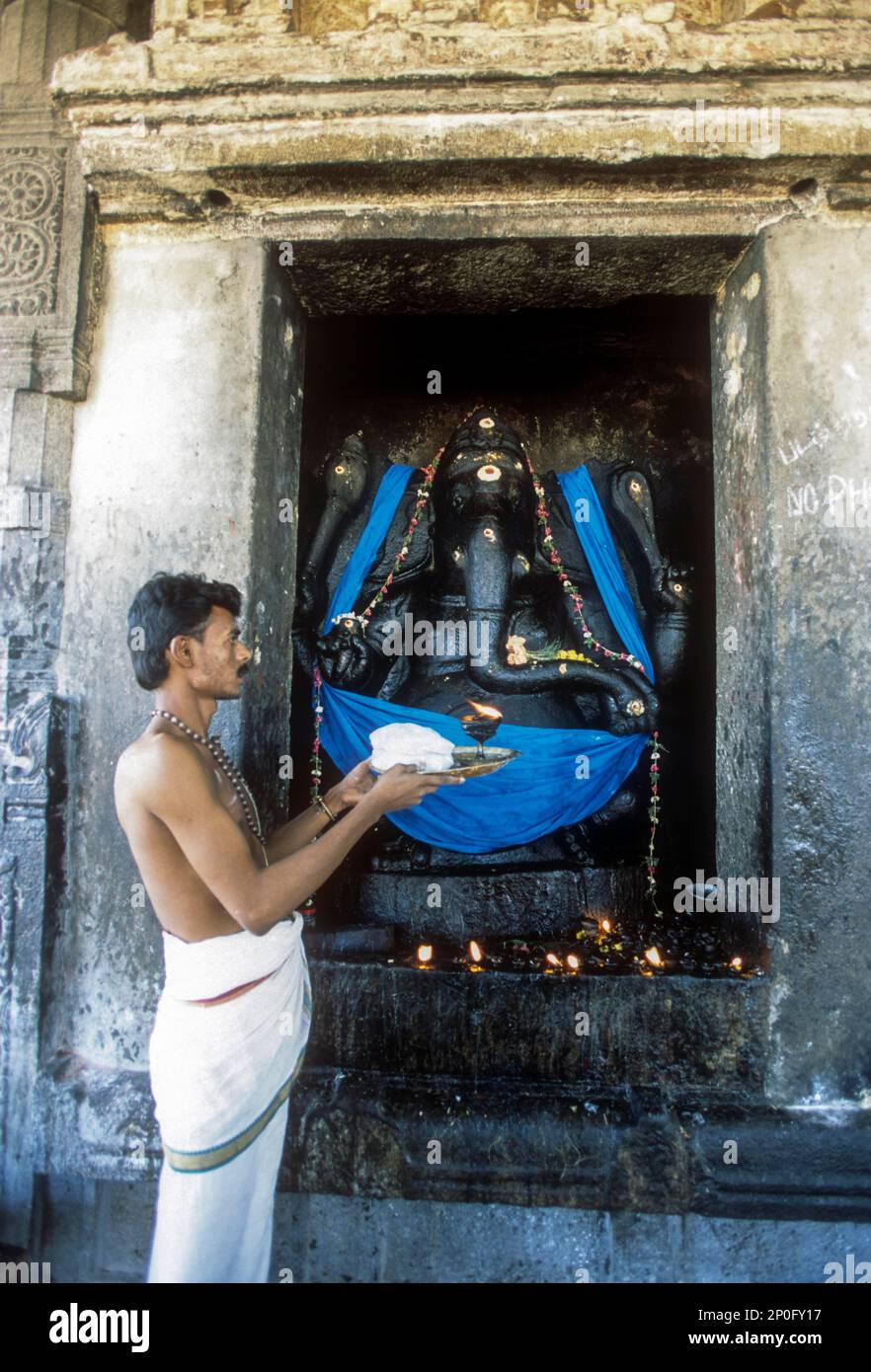 Lord Ganesha dans le temple de Brihadeeswarar ou Grand temple à Thanjavur, Tamil Nadu, Inde, Asie Banque D'Images