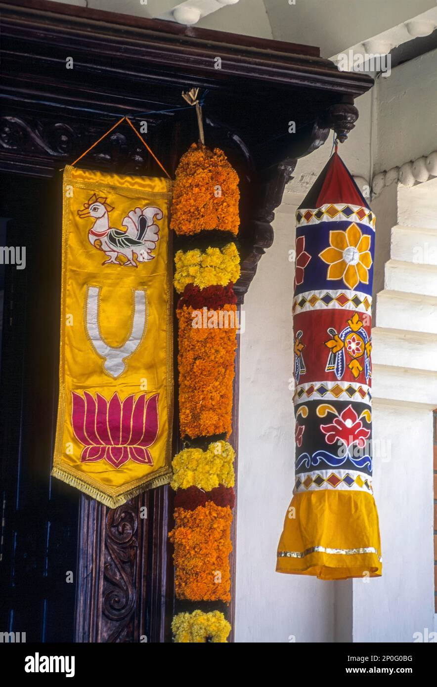 Décoration temple ISKCON à Coimbatore, Tamil Nadu, Inde du Sud, Inde, Asie Banque D'Images