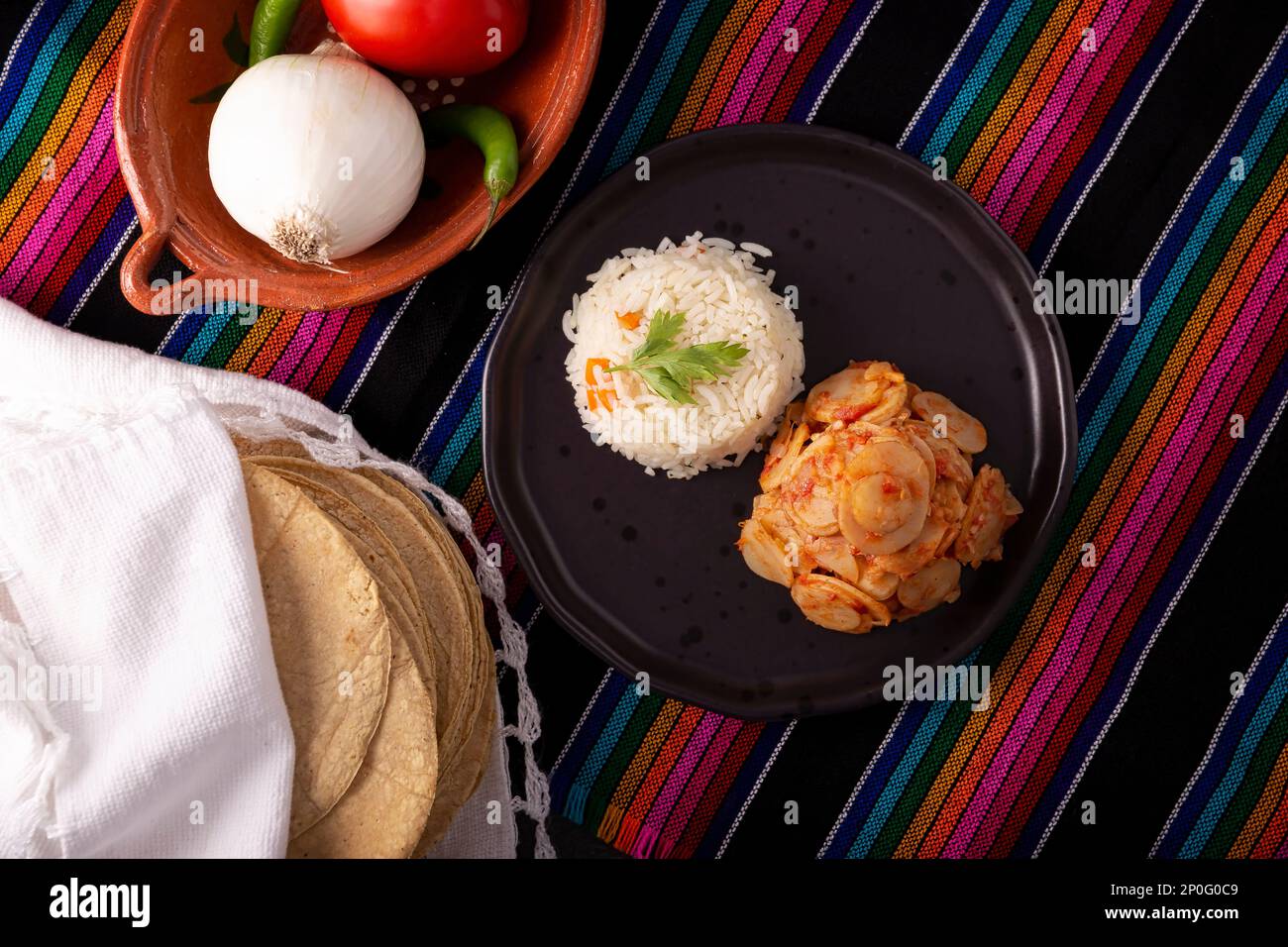 Pommes de terre de style mexicain. Plat traditionnel fait maison, il ya beaucoup de recettes pour ce plat à base de ses ingrédients de base, qui sont les pommes de terre, le Chili et Banque D'Images