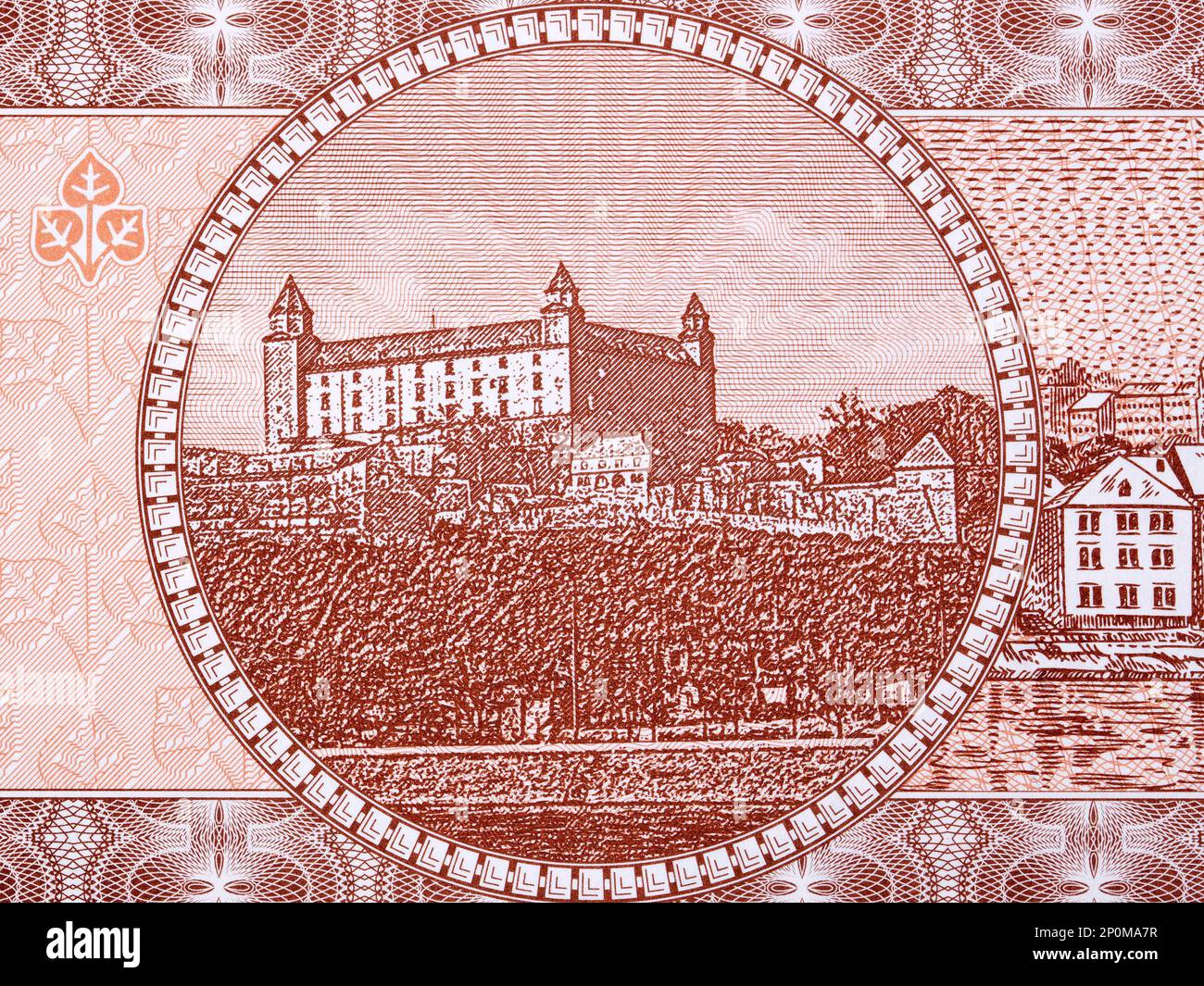 Château de Bratislava de l'argent slovaque - Koruna Banque D'Images