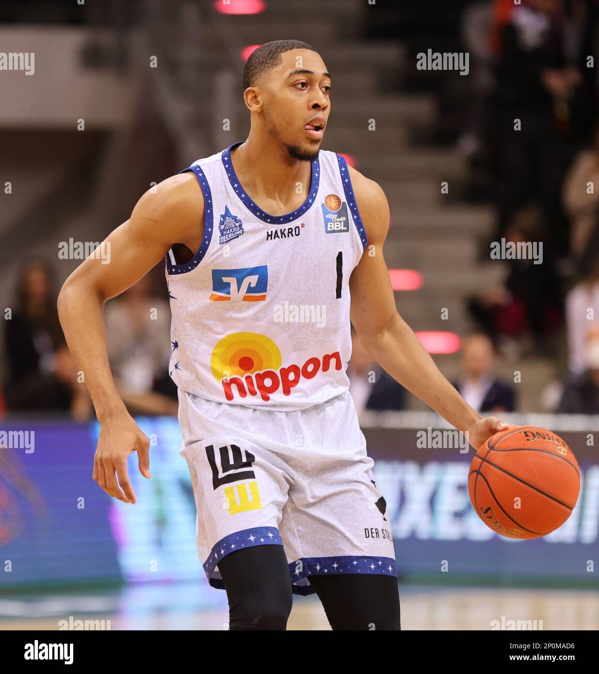 Jaren Lewis (Crailsheim), Bonn, Allemagne. 02nd mars 2023. Telekom Dome, Basketball Bundesliga, Matchday 29, Telekom paniers Bonn vs Hakro Merlins Crailsheim. Crédit : Juergen Schwarz/Alay Live News Banque D'Images