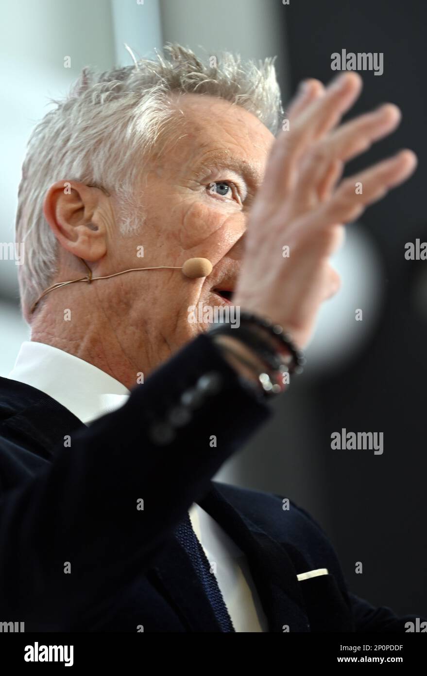 Marc Raisiere, PDG de Belfius, photographié lors d'une conférence de presse pour présenter les résultats de 2022 ans de la banque Belfius, le vendredi 03 mars 2023 à la tour Belfius, siège de la banque à Bruxelles. BELGA PHOTO ERIC LALMAND Banque D'Images